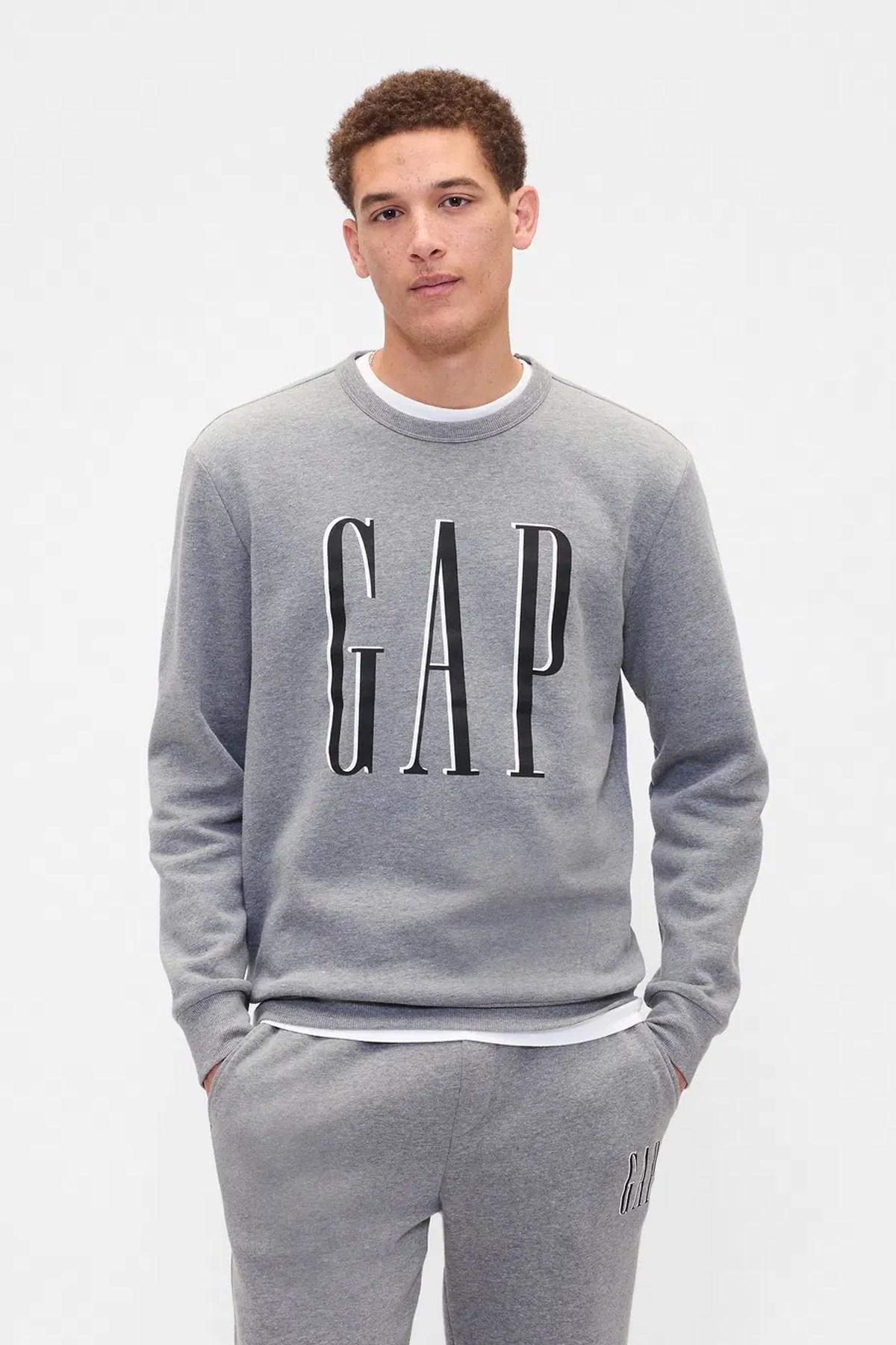 Gap V-Lw Db Fleece Erkek Sweatshirt 645634014 Gri