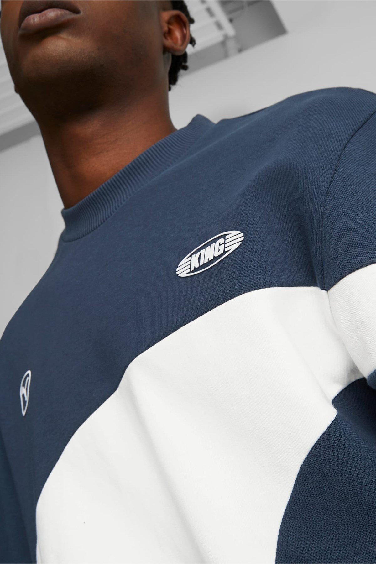 Puma King Top Crew Erkek Sweatshirt 65834201 Mavi