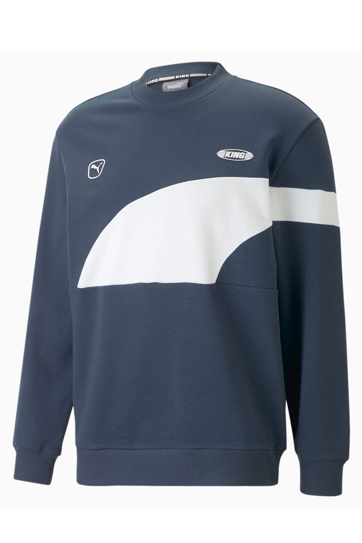 Puma King Top Crew Erkek Sweatshirt 65834201 Mavi