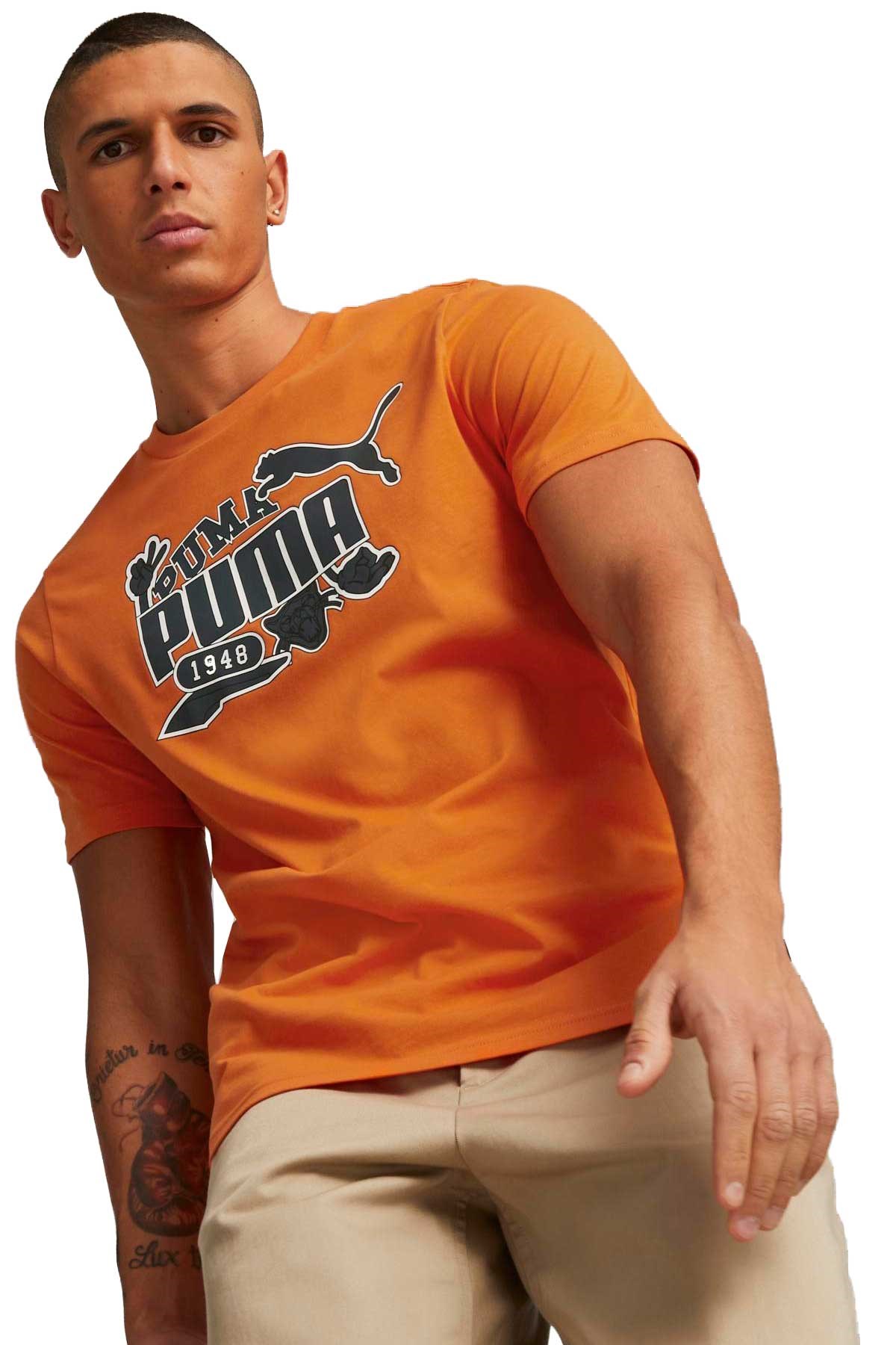 Puma Graphics Icon Erkek Tişört 67447623 Turuncu