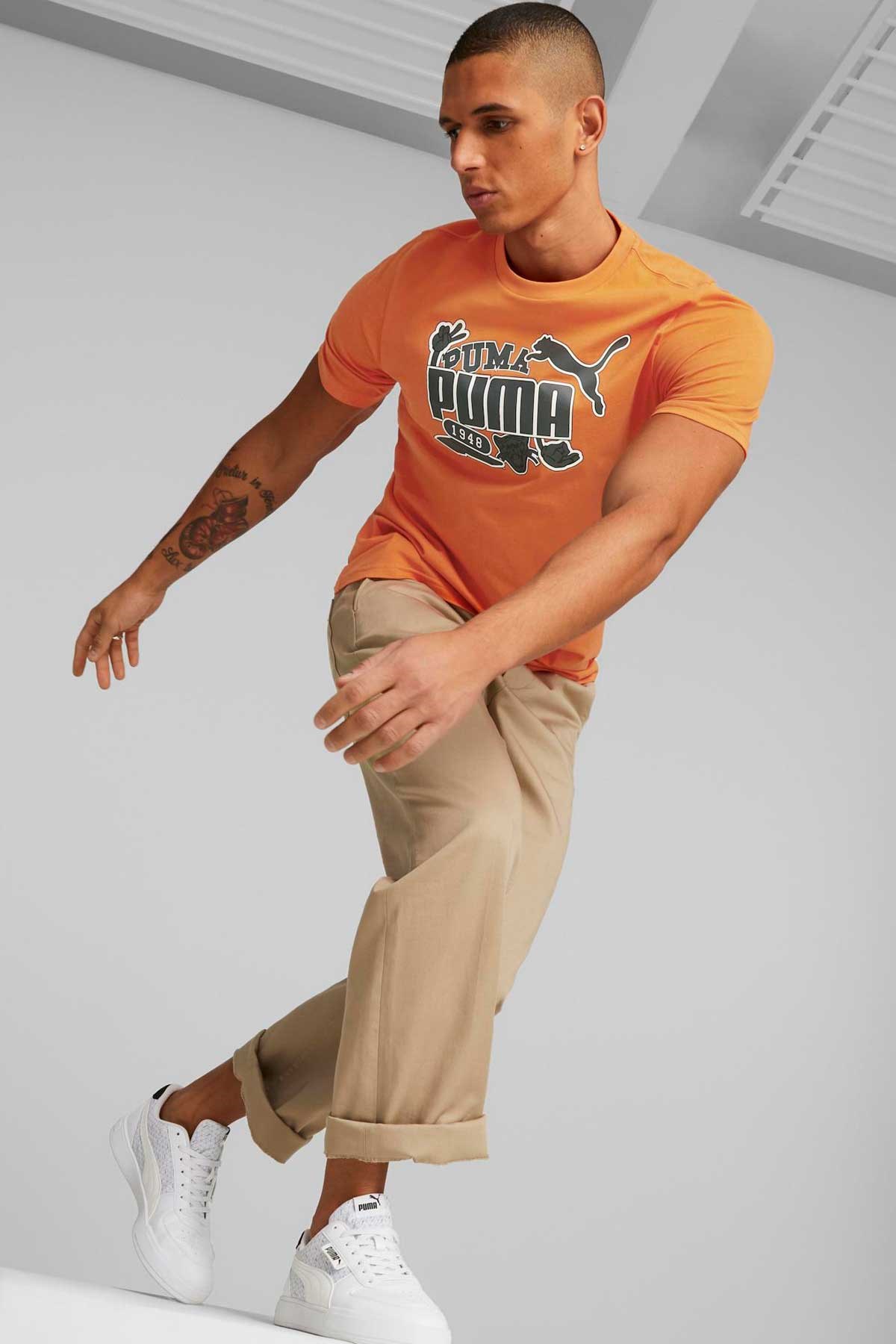 Puma Graphics Icon Erkek Tişört 67447623 Turuncu
