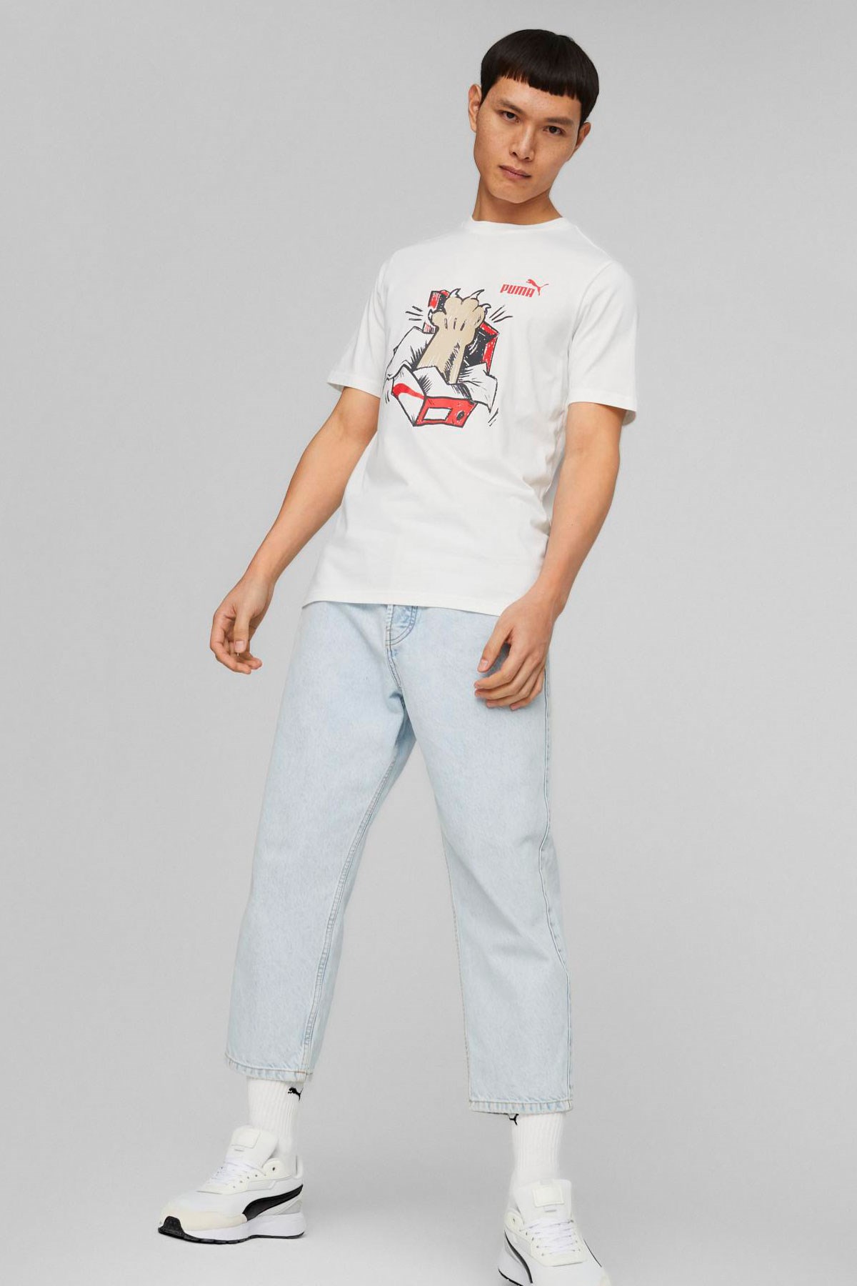 Puma Graphics Sneaker Erkek Tişört 67447802 Beyaz