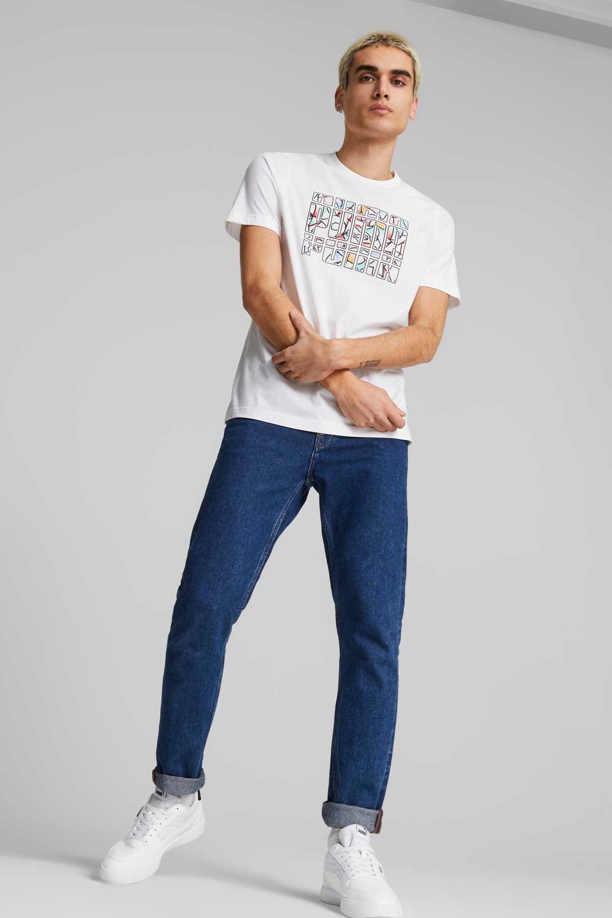 Puma Graphics Summer Erkek Tişört 67448202 Beyaz