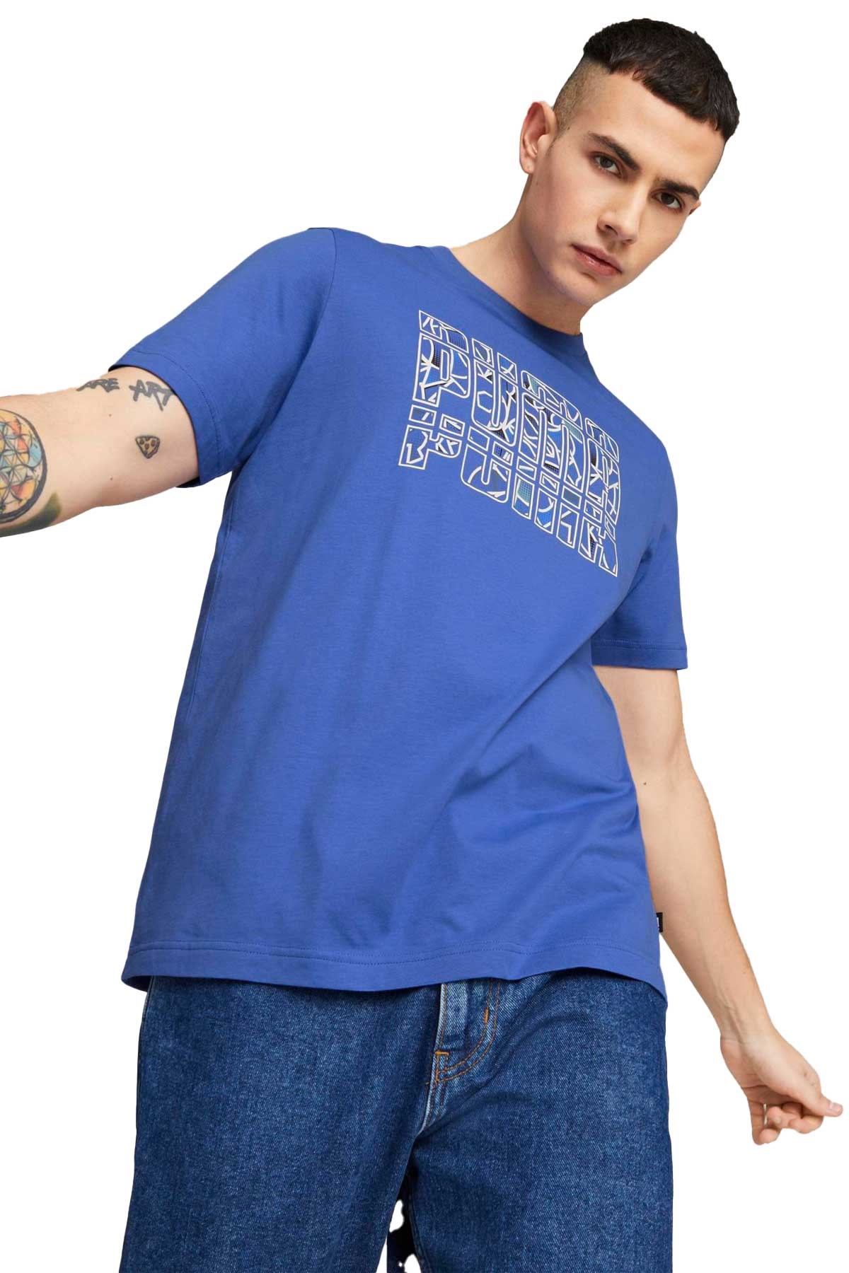 Puma Graphics Summer Erkek Tişört 67448292 Mavi
