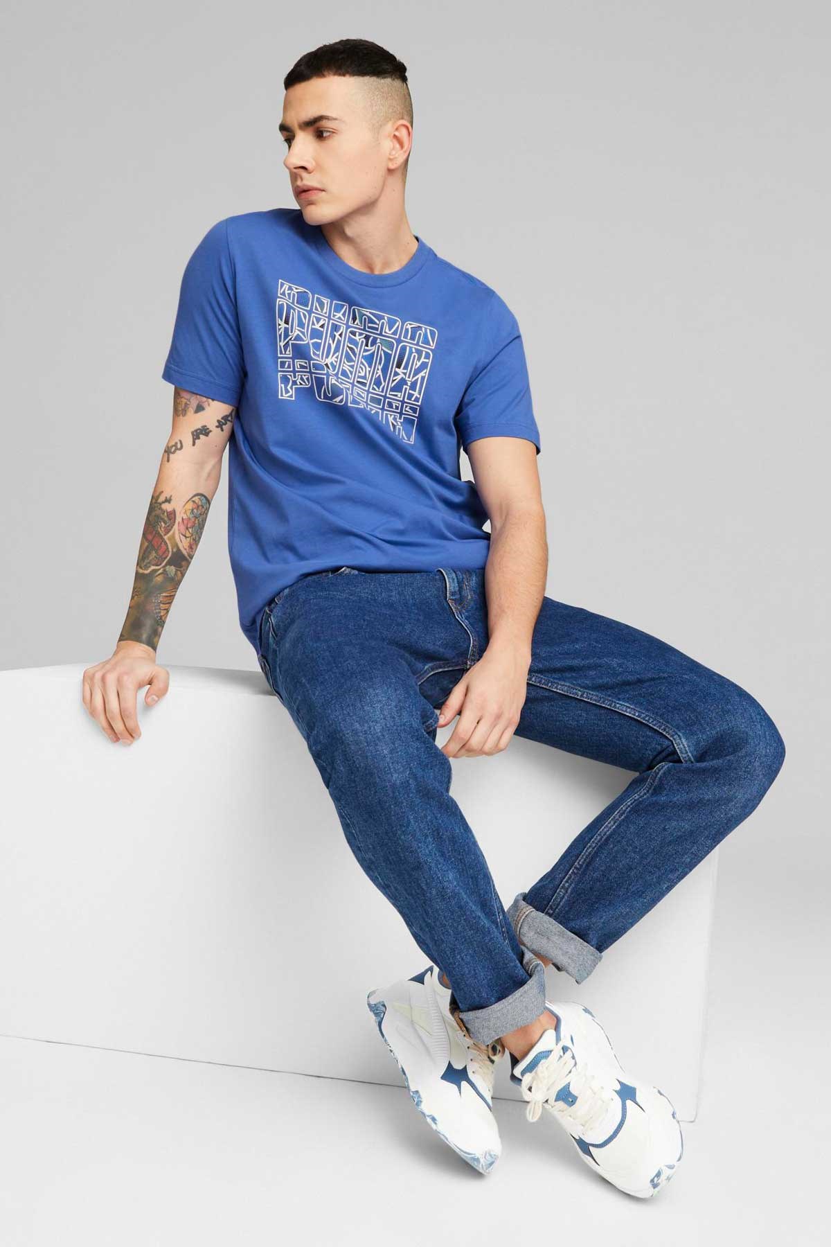 Puma Graphics Summer Erkek Tişört 67448292 Mavi