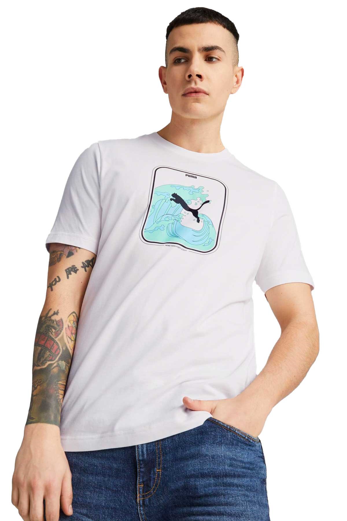 Puma Graphics Wave Erkek Tişört 67448302 Beyaz