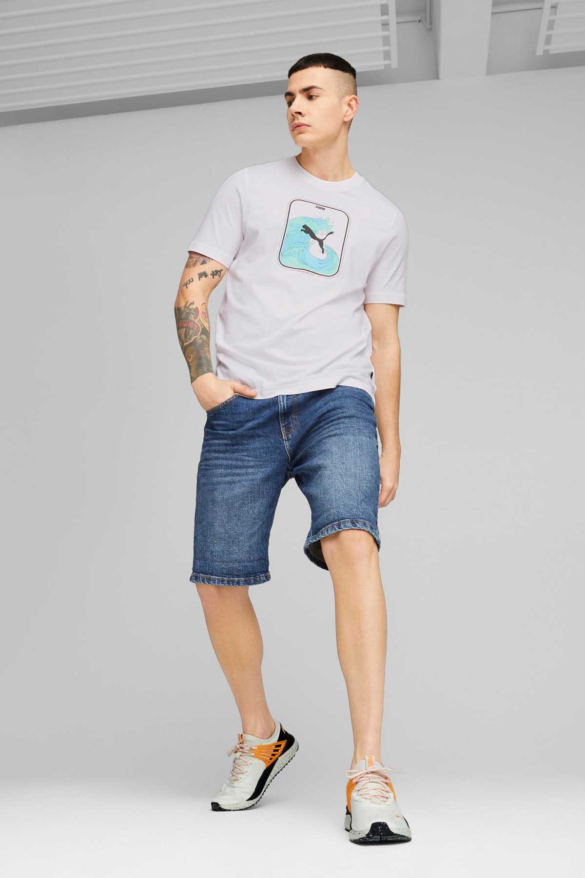 Puma Graphics Wave Erkek Tişört 67448302 Beyaz