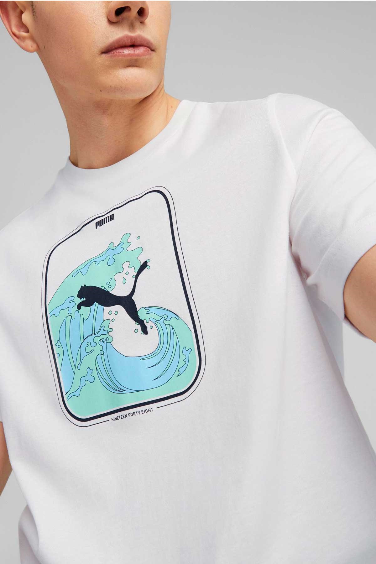 Puma Graphics Wave Erkek Tişört 67448302 Beyaz