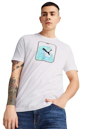 Puma Graphics Wave Erkek Tişört 67448302 Beyaz
