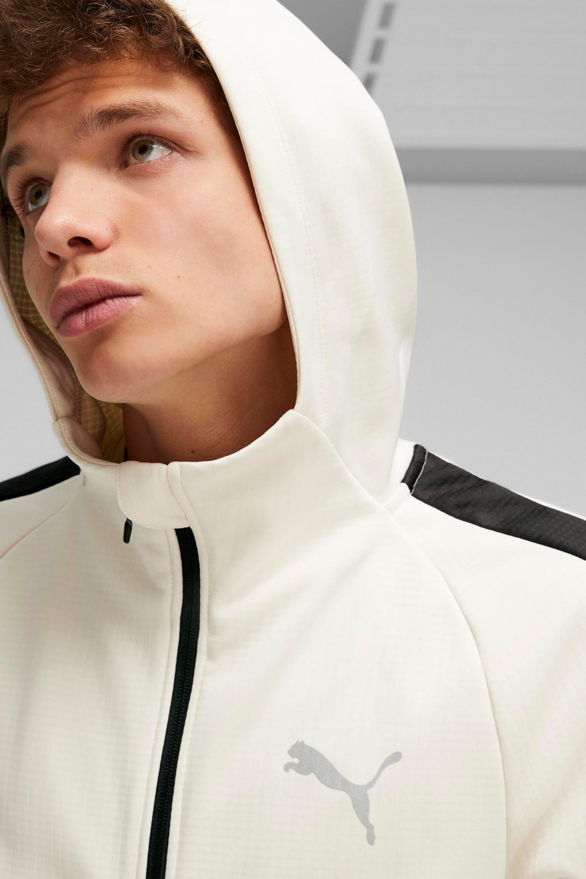 Puma Evostrıpe Warm Full-Zip Erkek Sweatshirt 67593487 Beyaz