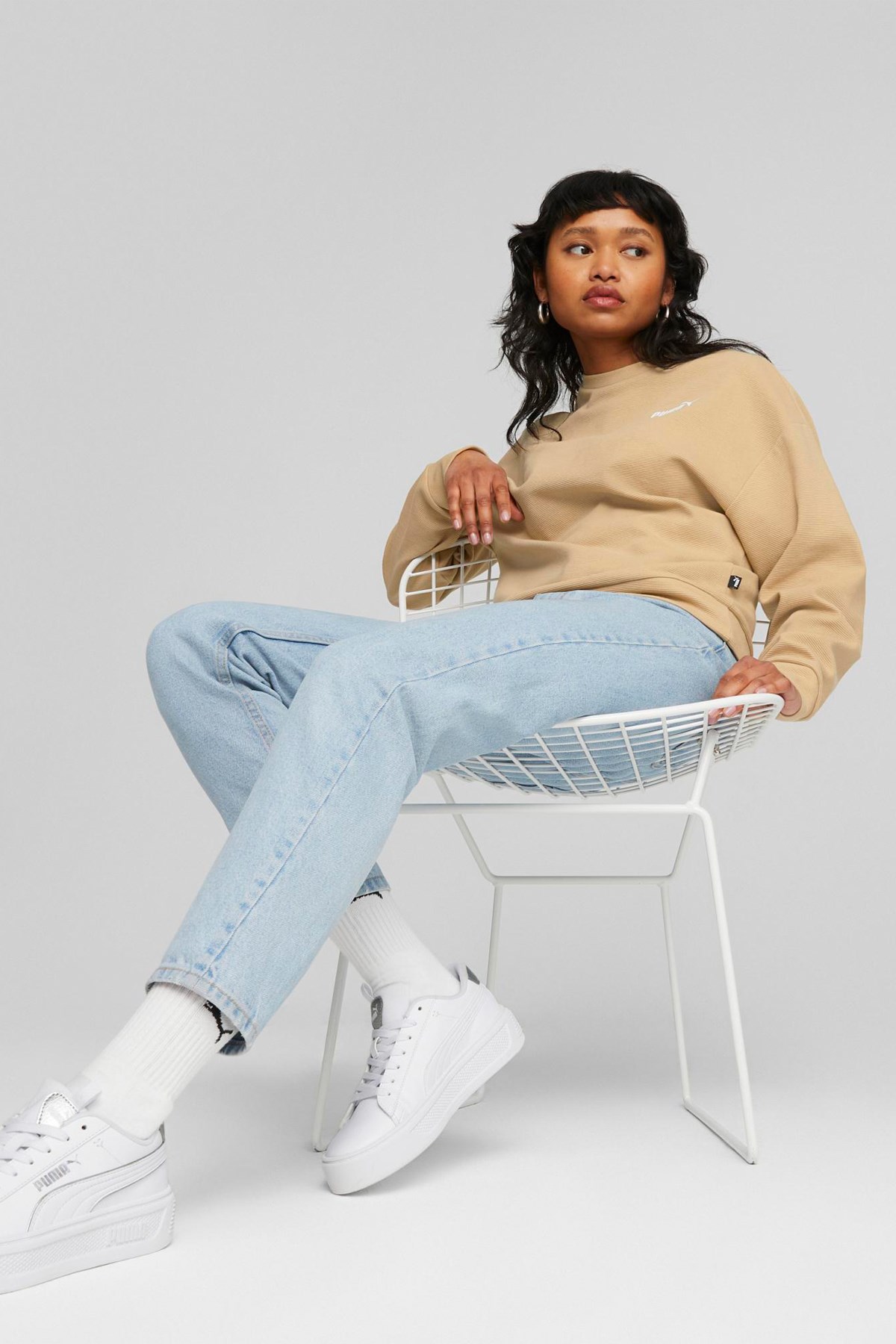 Puma Ess Elevatd Kadın Sweatshirt 67596584 Bej