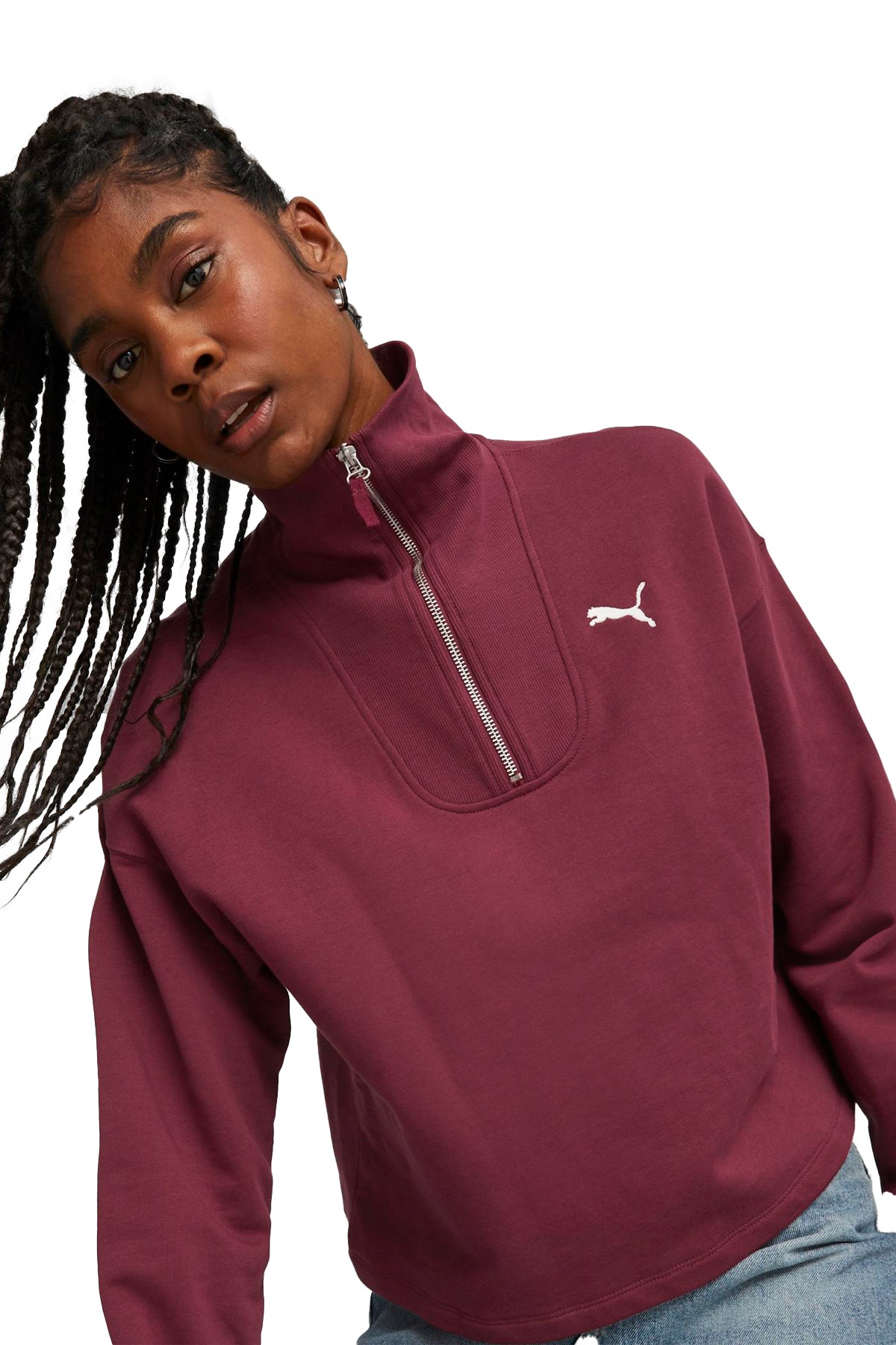 Puma Her High-Neck Kadın Sweatshirt 67600522 Bordo