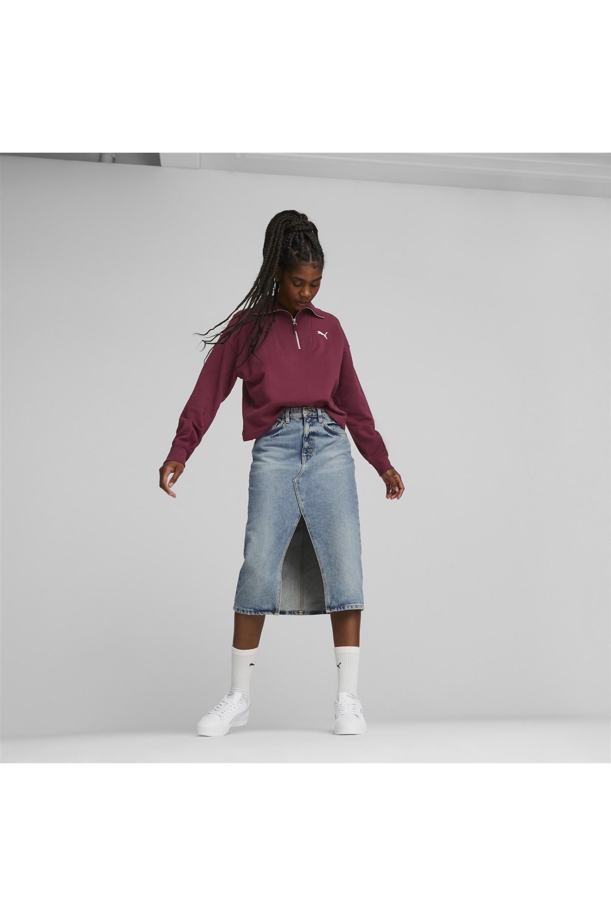 Puma Her High-Neck Kadın Sweatshirt 67600522 Bordo