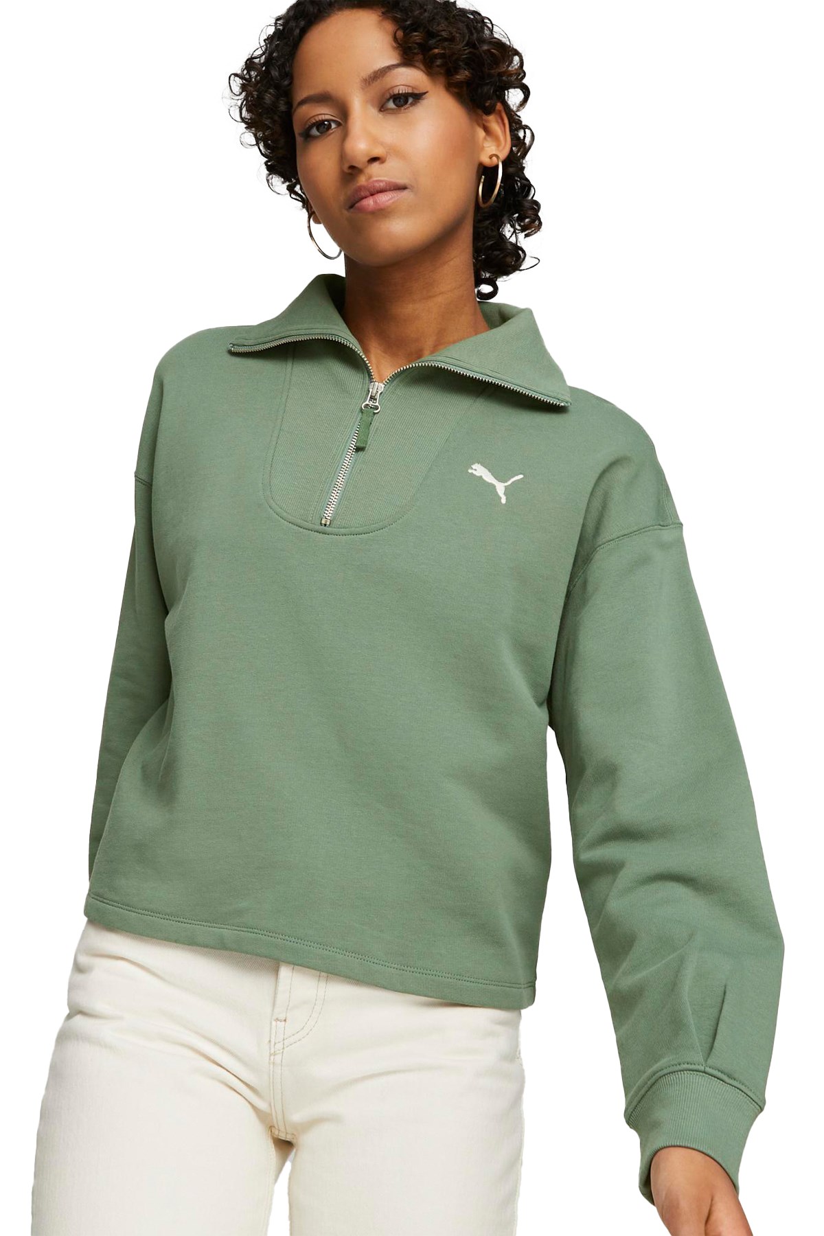 Puma Her High-Neck Kadın Sweatshirt 67600544 Yeşil
