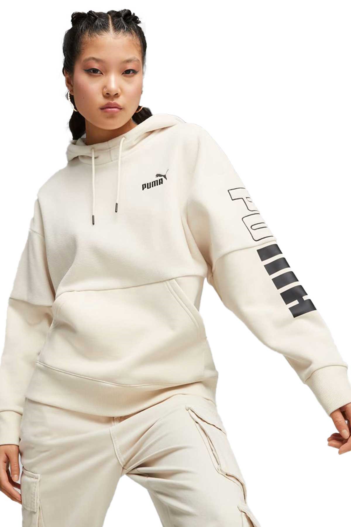 Puma Power Colorblock Kadın Sweatshirt 67602687 Beyaz