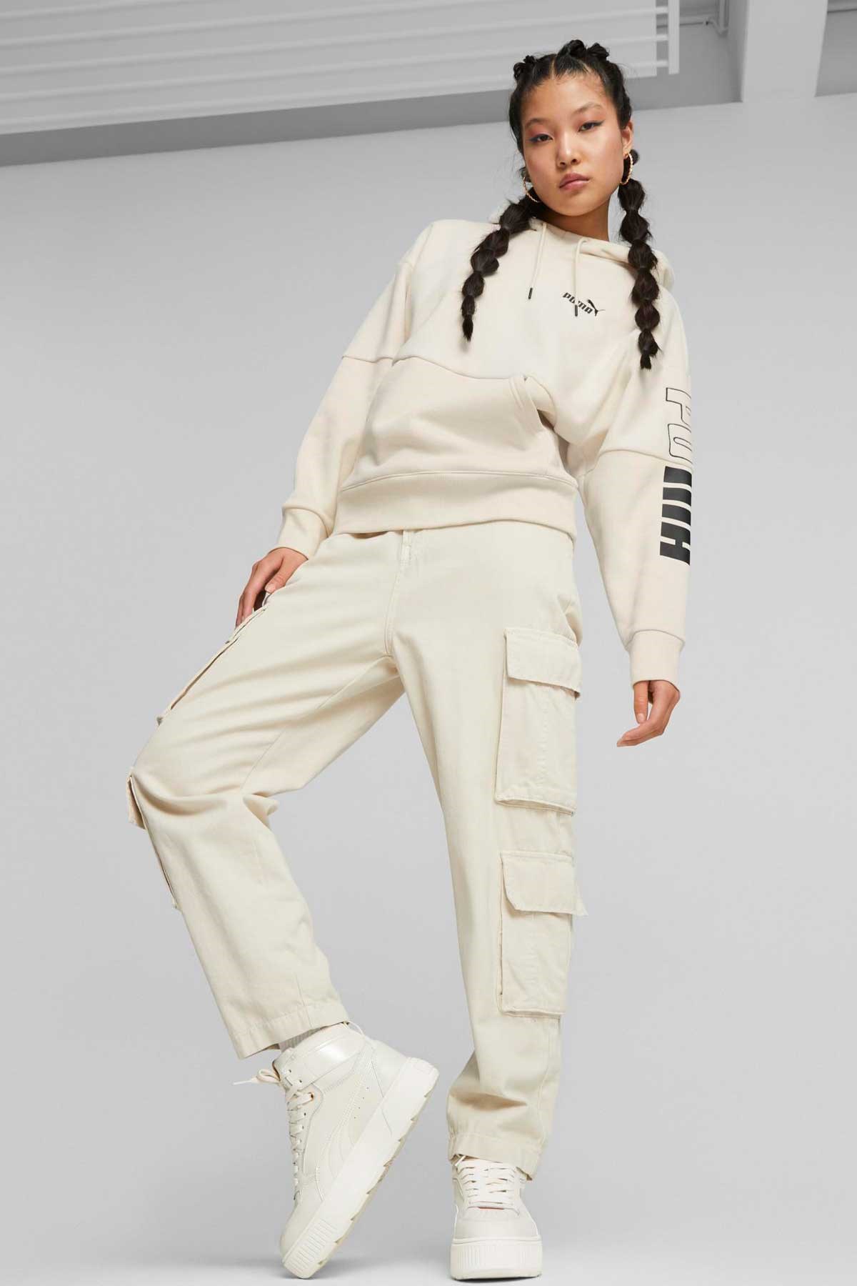 Puma Power Colorblock Kadın Sweatshirt 67602687 Beyaz