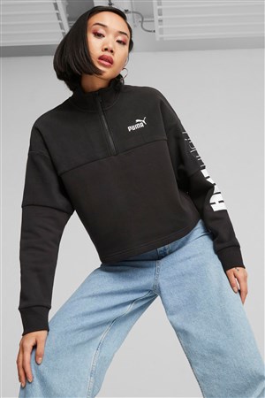 Puma Power Colorblock High Kadın Sweatshirt 67602701 Siyah