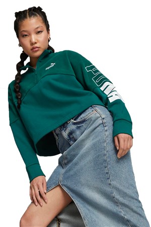 Puma Power Colorblock Kadın Sweatshirt 67602743 Yeşil