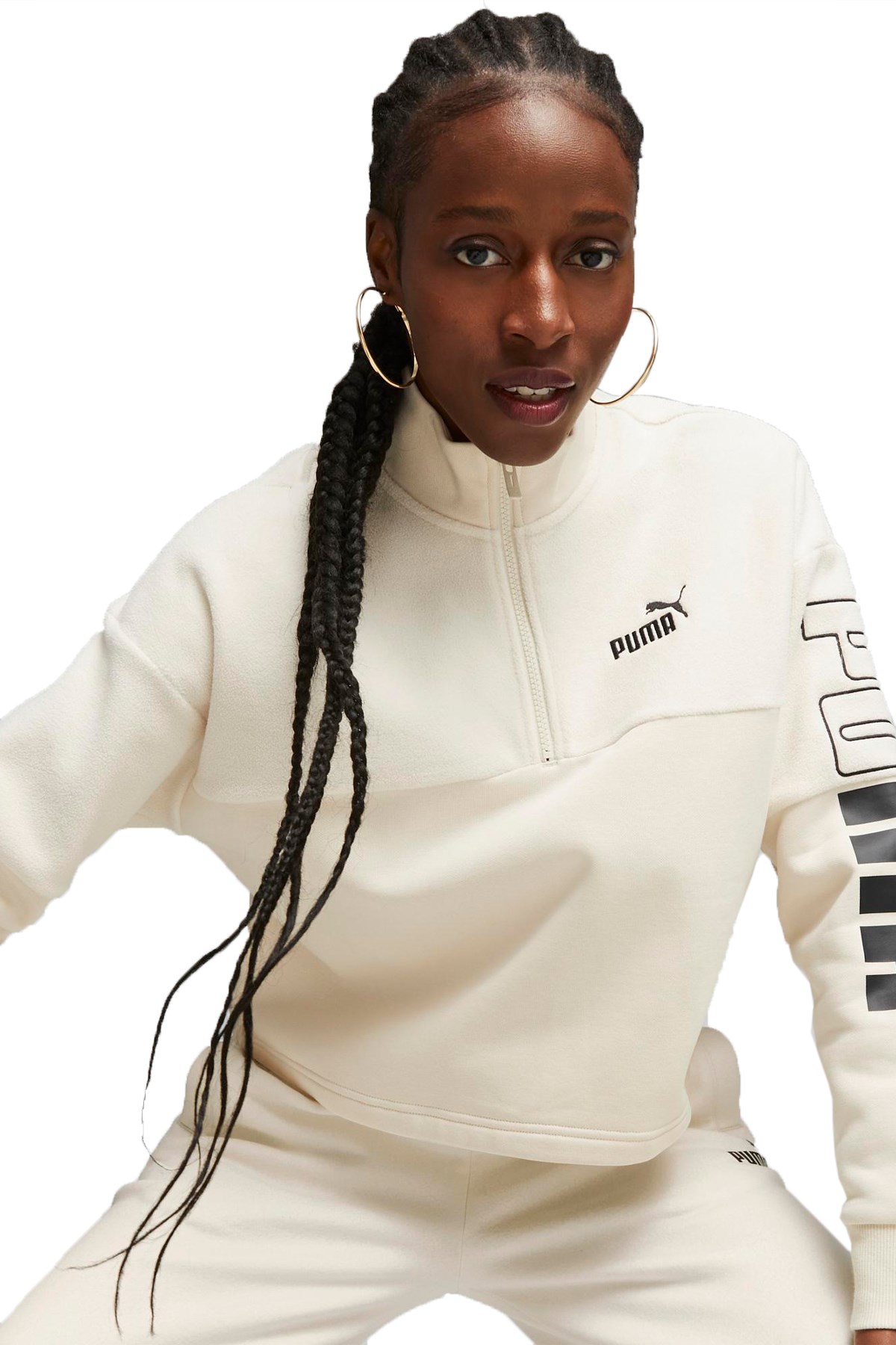 Puma Power Colorblock Kadın Sweatshirt 67602787 Beyaz