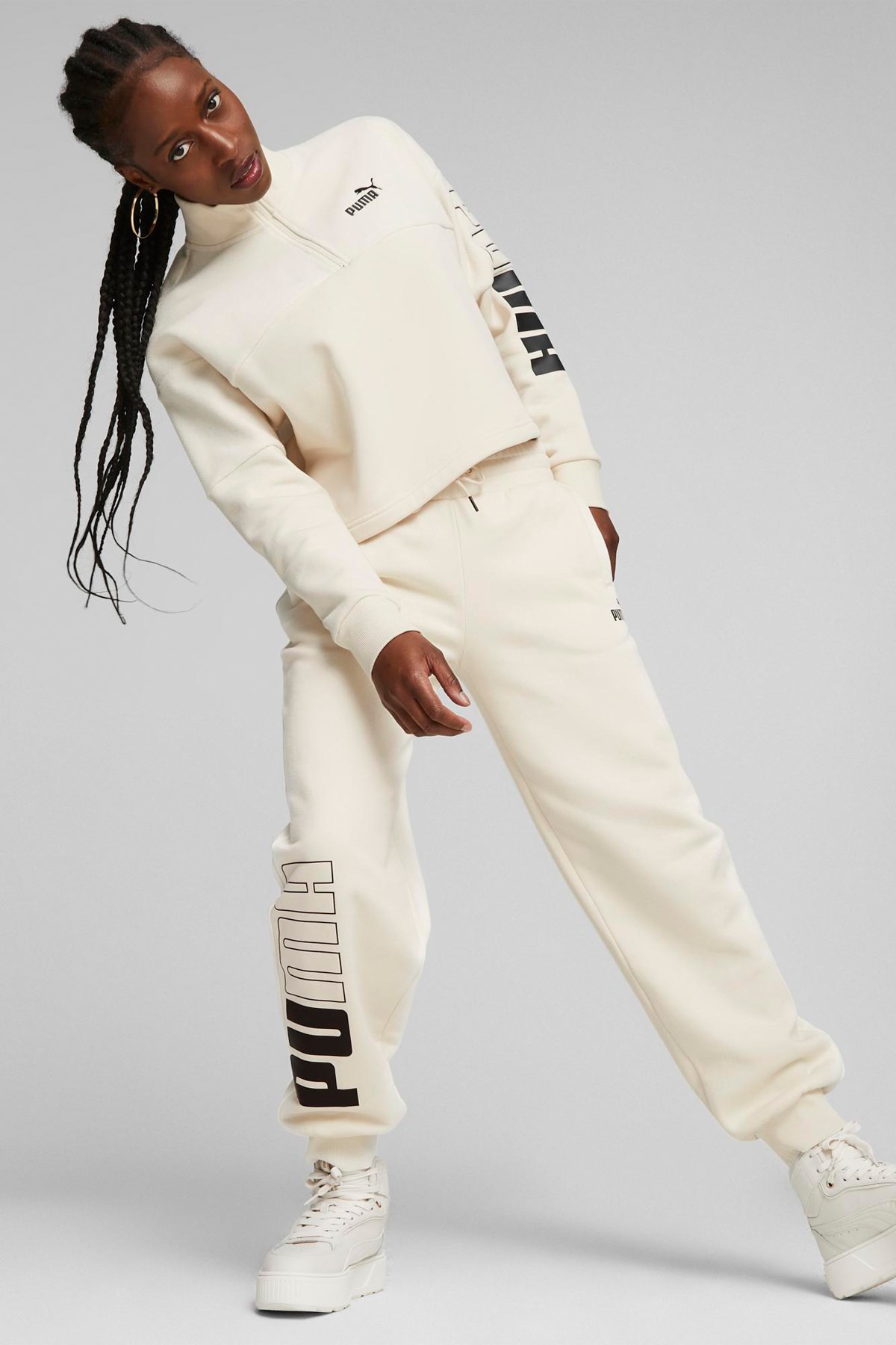 Puma Power Colorblock Kadın Sweatshirt 67602787 Beyaz