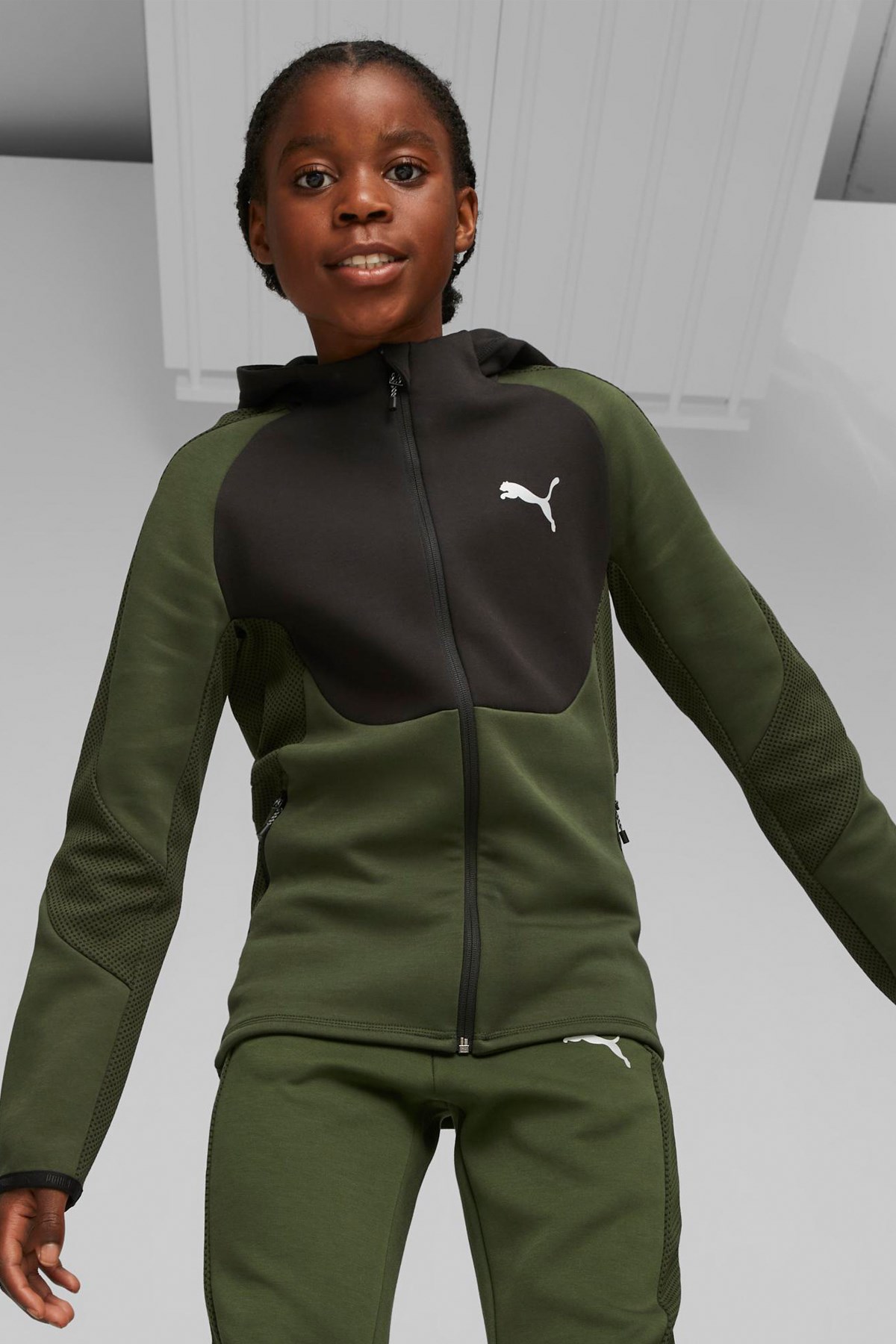 Puma Evostripe Full-Zip Çocuk Sweatshirt 67627731 Haki