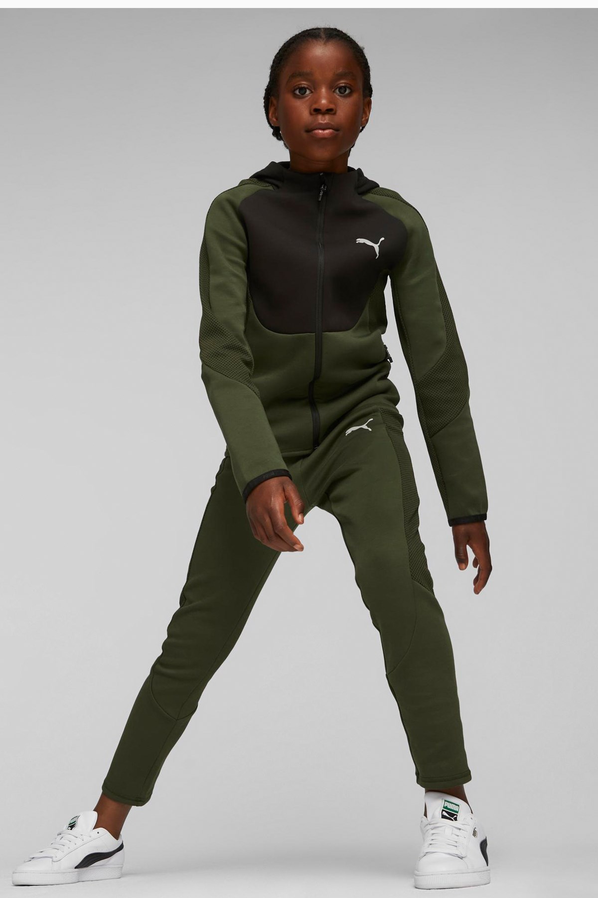 Puma Evostripe Full-Zip Çocuk Sweatshirt 67627731 Haki