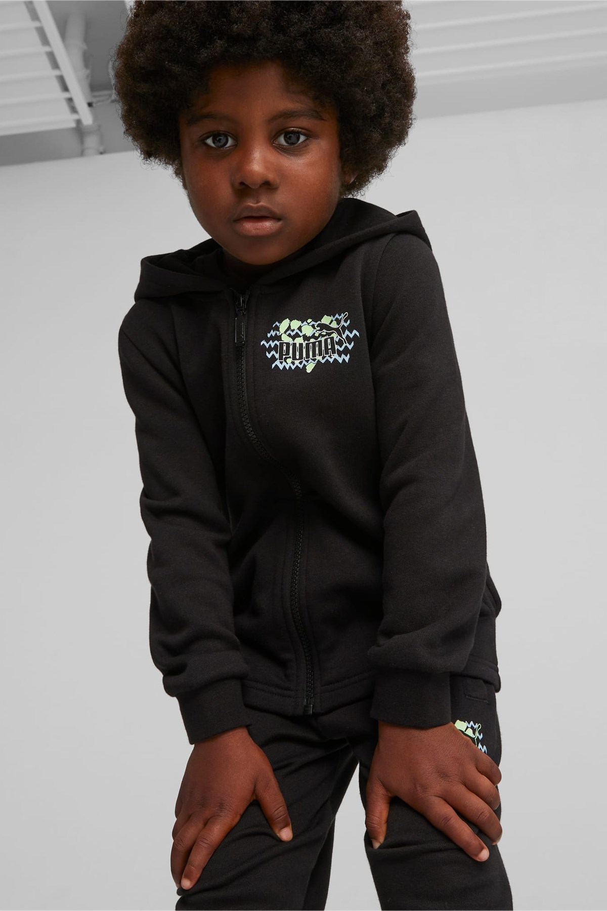 Puma Ess Mix Mtch Full-Zip Çocuk Sweatshirt 67683101 Siyah