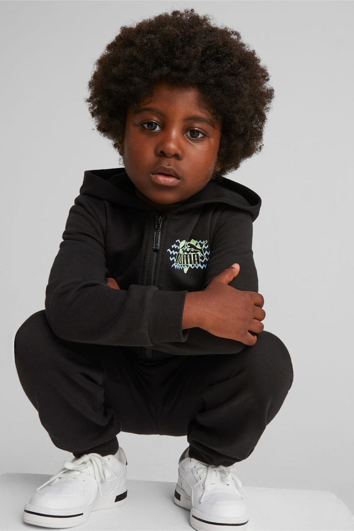 Puma Ess Mix Mtch Full-Zip Çocuk Sweatshirt 67683101 Siyah