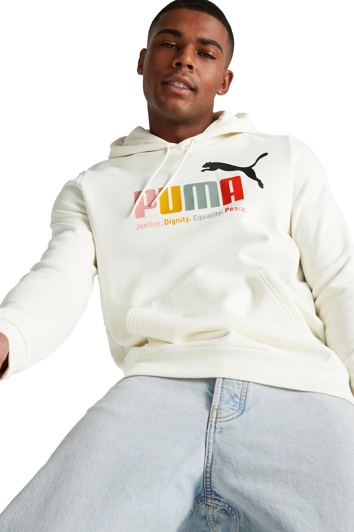 Puma Ess+ Multicolor Erkek Sweatshirt 67717165 Beyaz