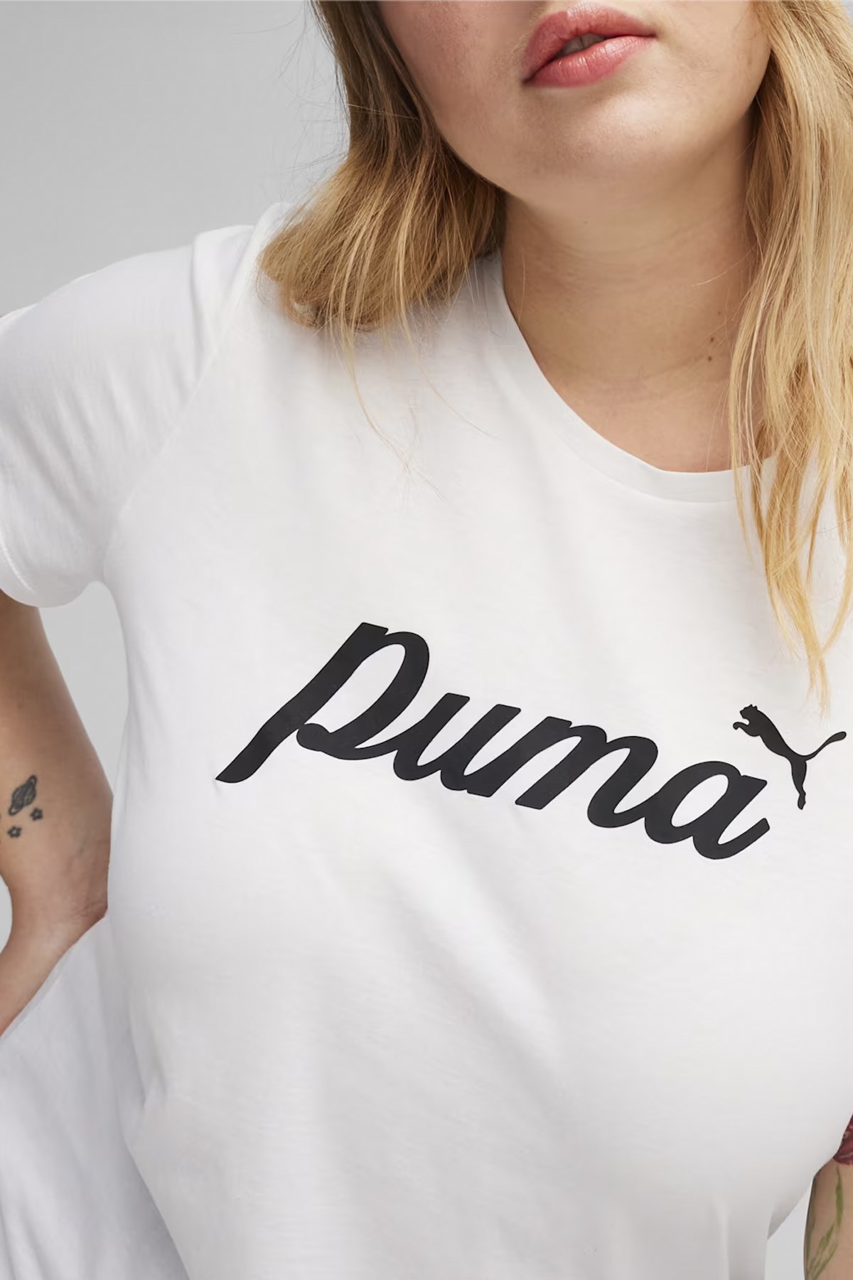 Puma Ess Script Kadın Tişört 67931502 Beyaz