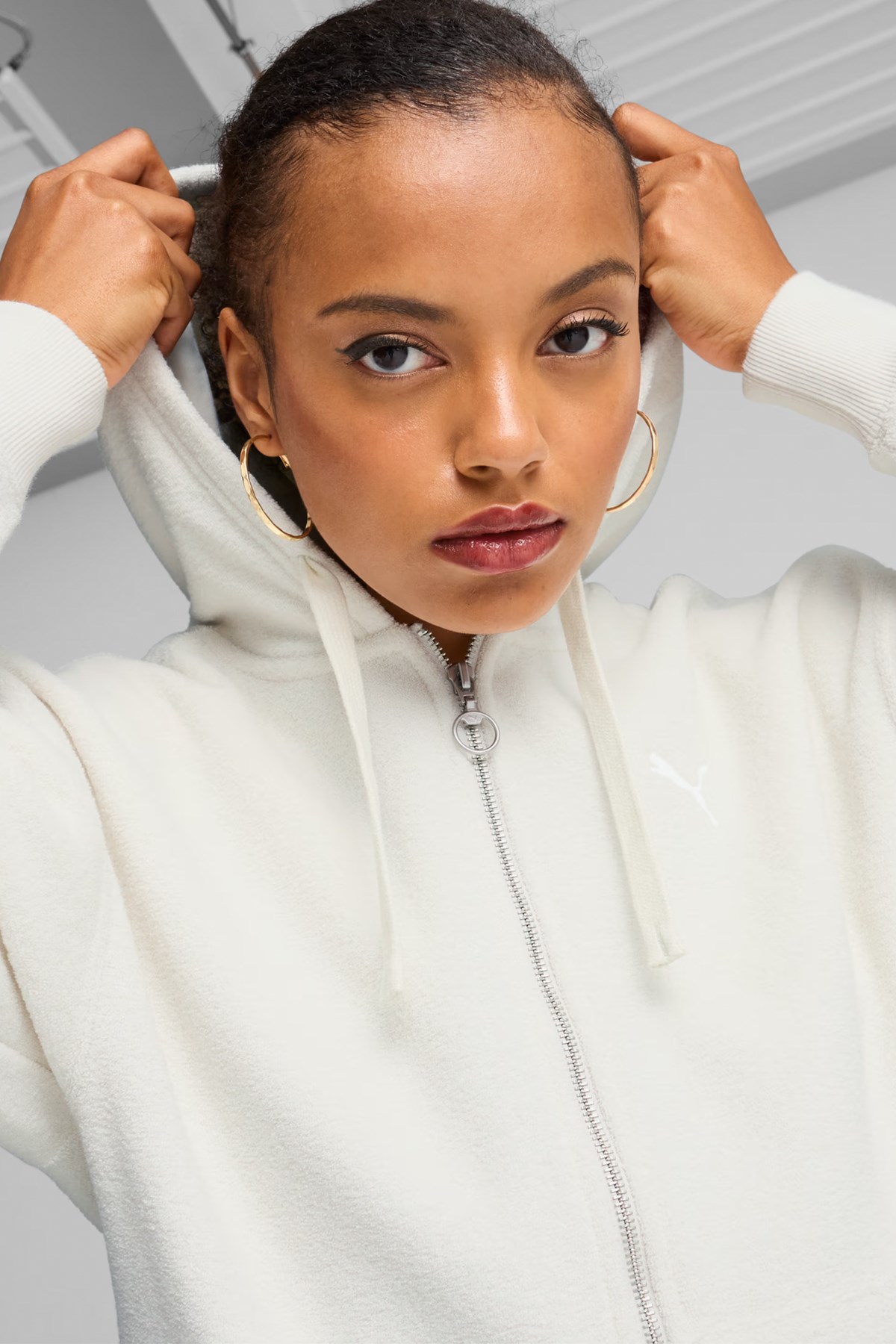 Puma Her Full-Zip Kadın Sweatshirt 68163605 Gri