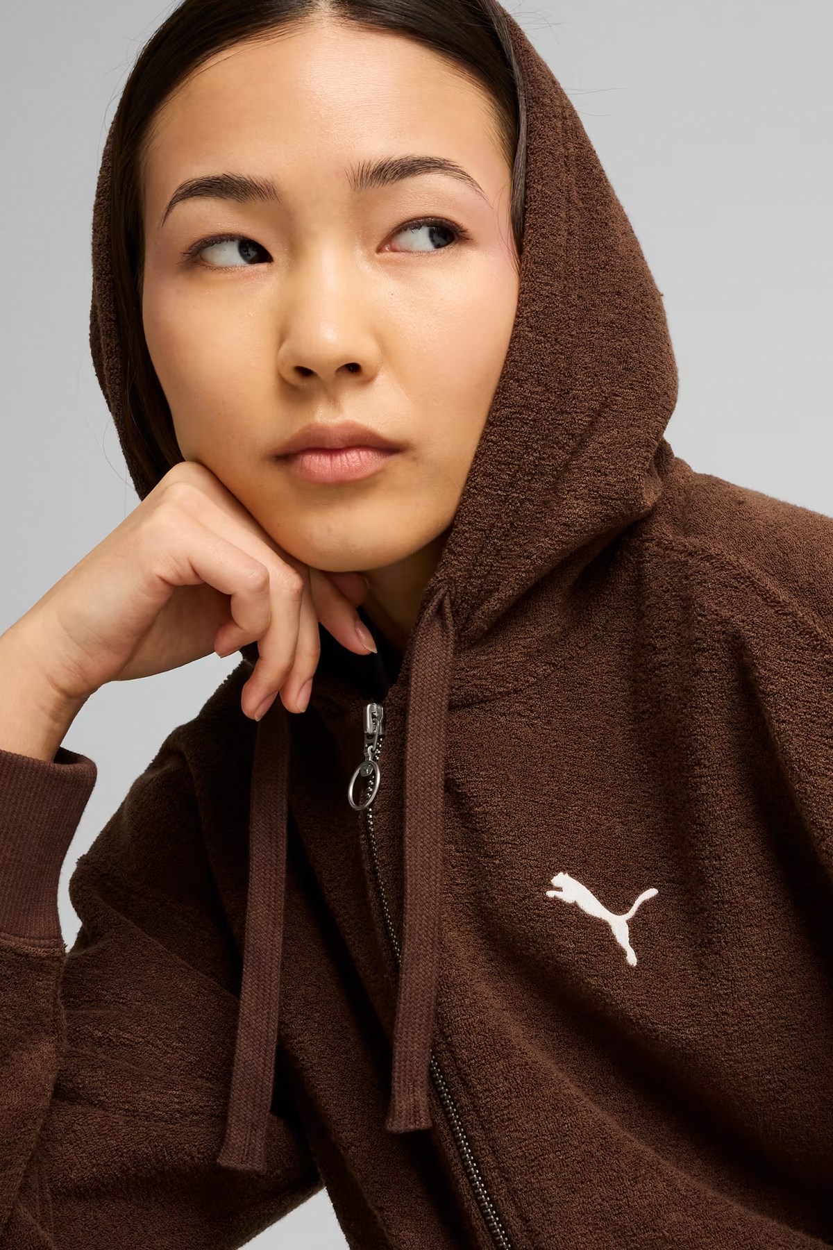 Puma Her Full-Zip Kadın Sweatshirt 68163665 Kahverengi