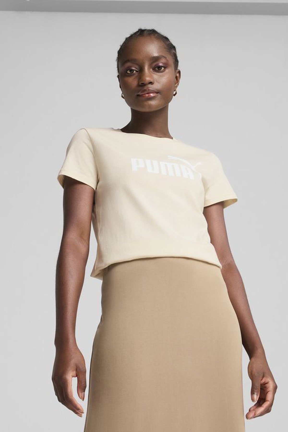 Puma Ess No. 1 Logo Kadın Tişört 68237187 Bej