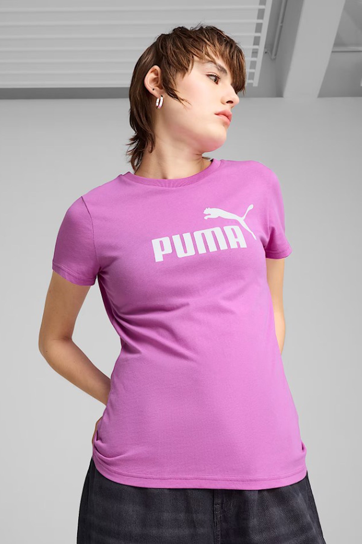 Puma Ess No. 1 Logo Kadın Tişört 68237189 Pembe