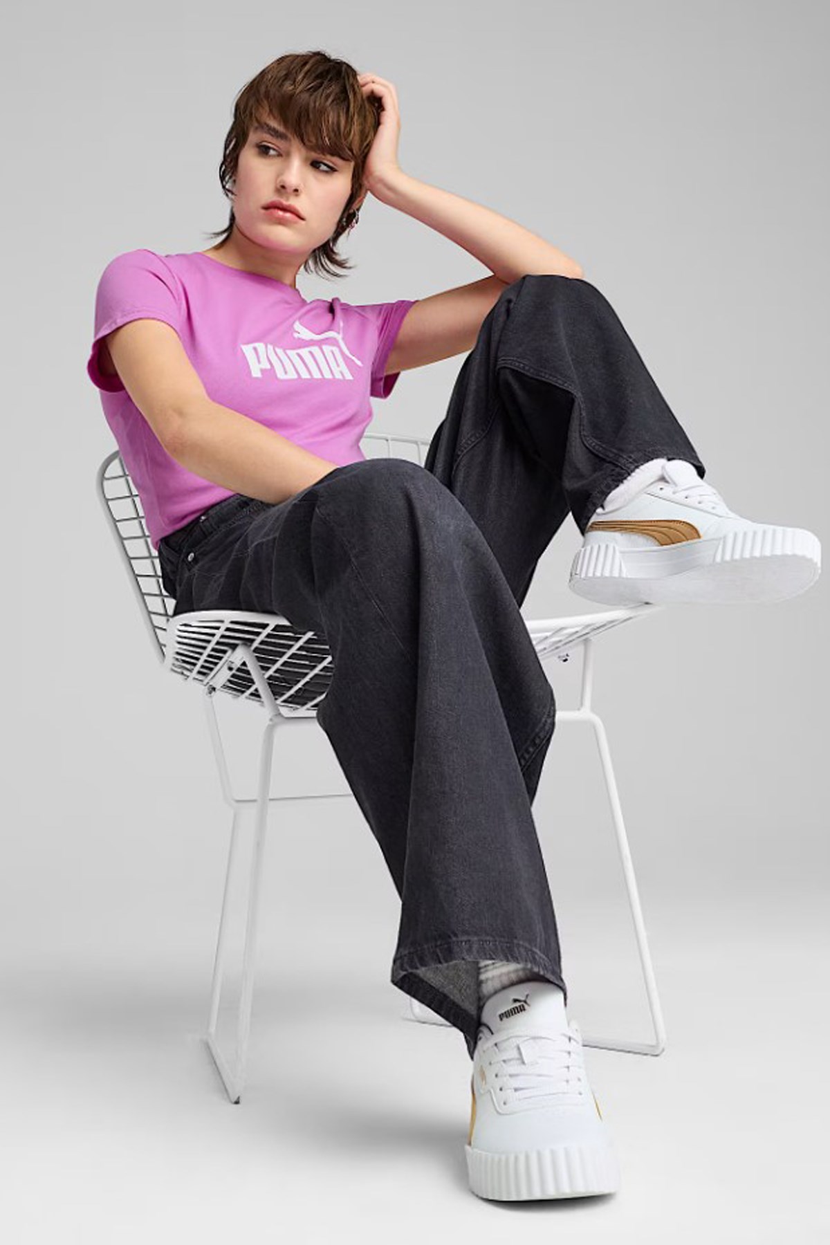 Puma Ess No. 1 Logo Kadın Tişört 68237189 Pembe