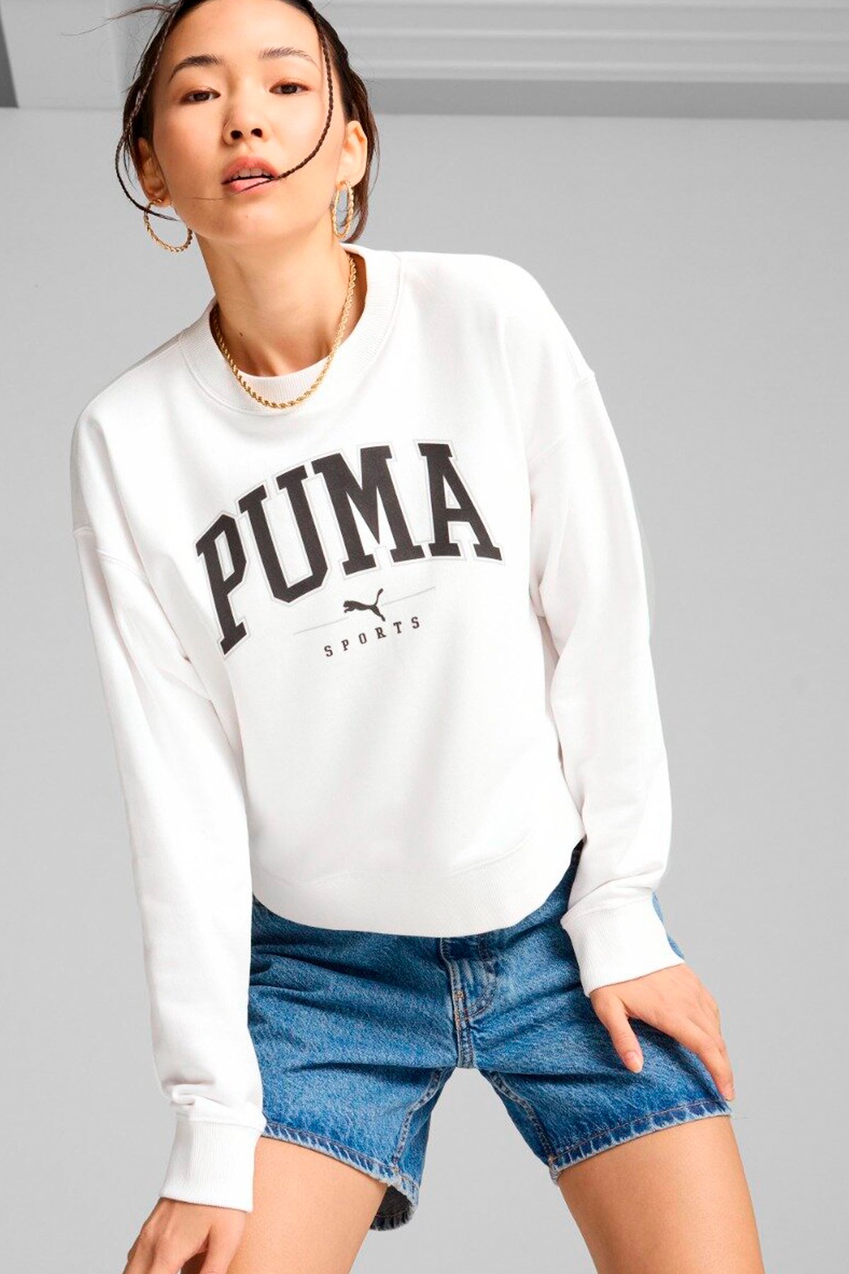 Puma Squad Kadın Sweatshirt 68249302 Beyaz