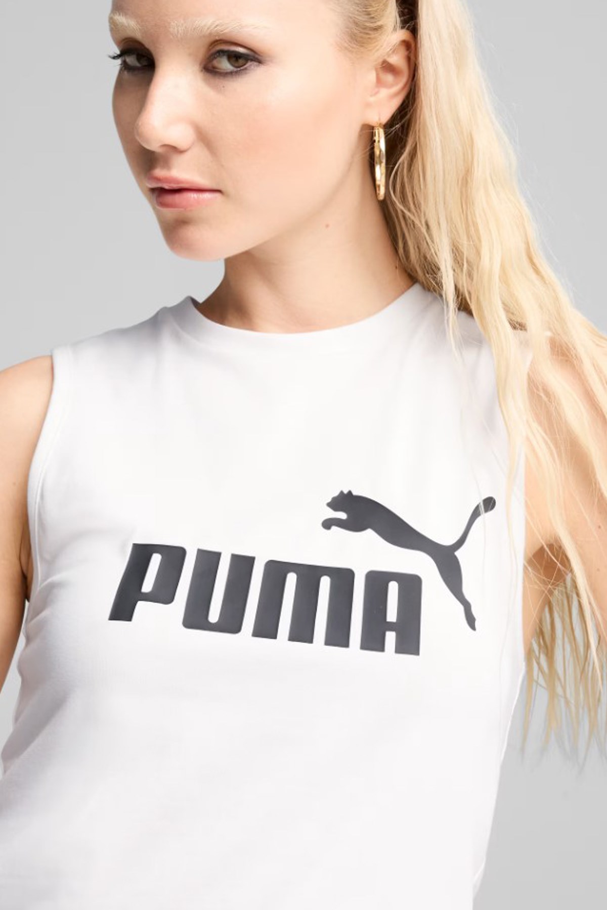 Puma Ess No. 1 Logo Slim Tank Kadın Atlet 68496802 Beyaz
