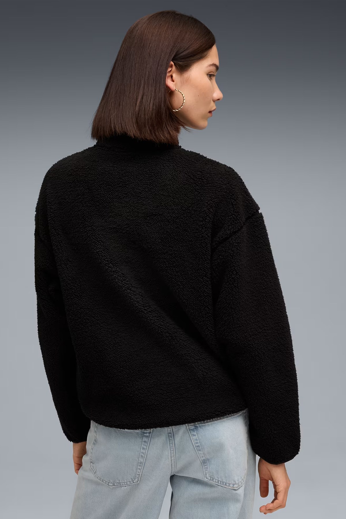 Puma Ess Elevated Half-Zip Kadın Sweatshirt Siyah