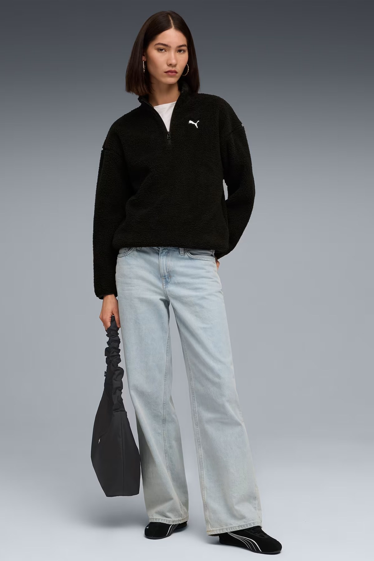 Puma Ess Elevated Half-Zip Kadın Sweatshirt Siyah