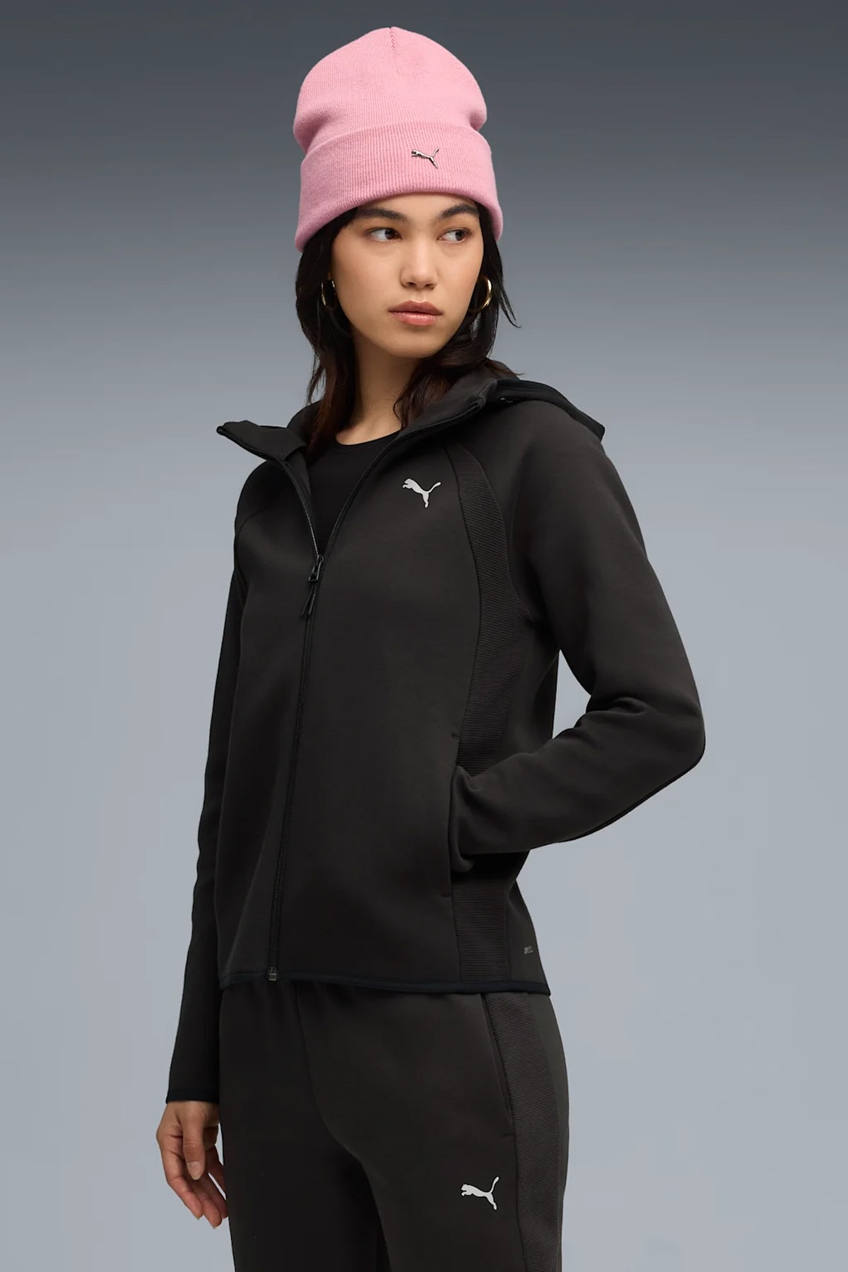 Puma Evostripe Full-Zip Kadın Sweatshirt Siyah
