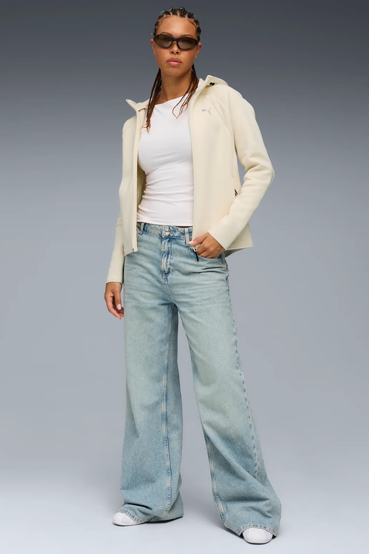 Puma Evostripe Full-Zip Kadın Sweatshirt Bej