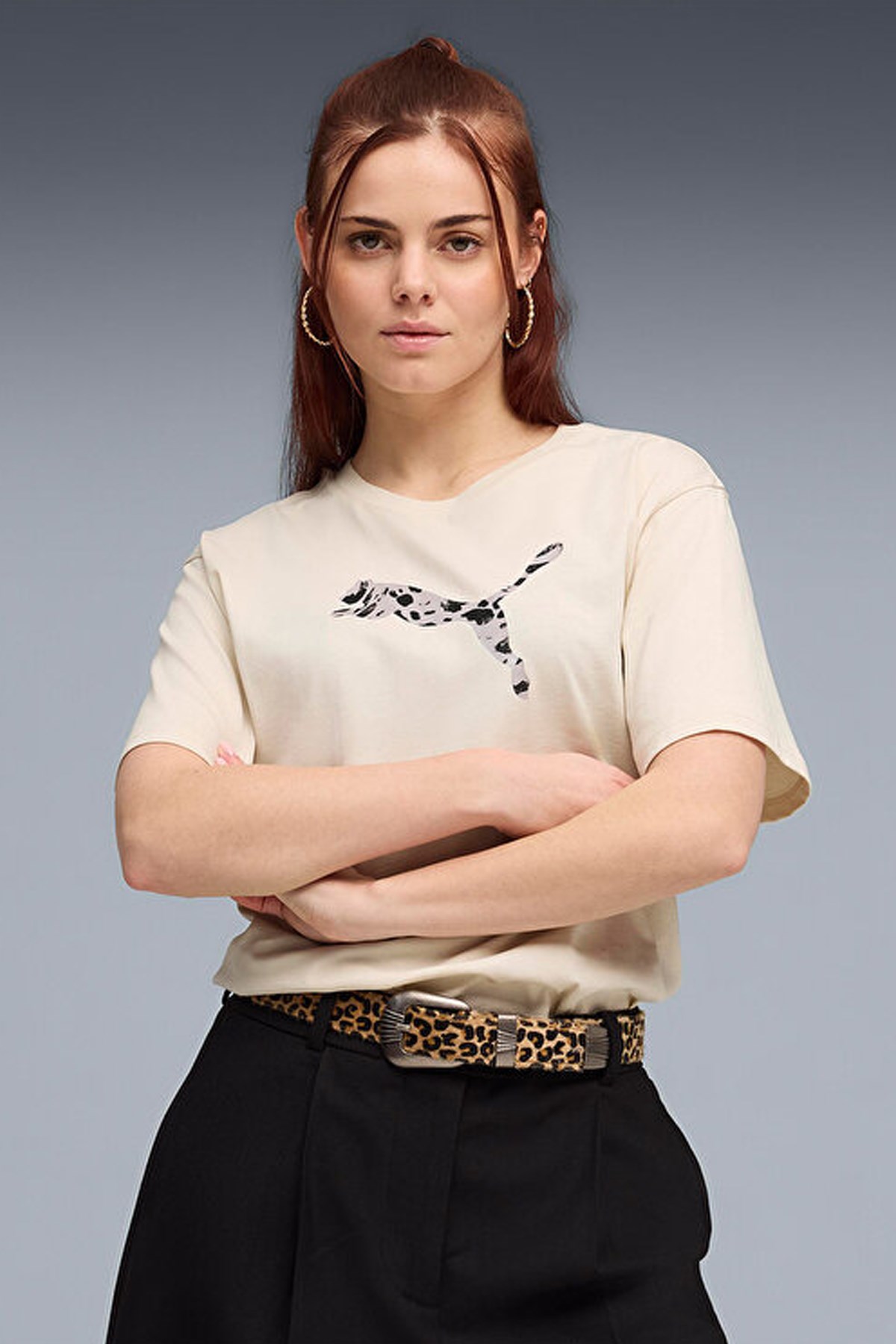 Puma Ess Graphic Animal Kadın Tişört 69182187 Bej