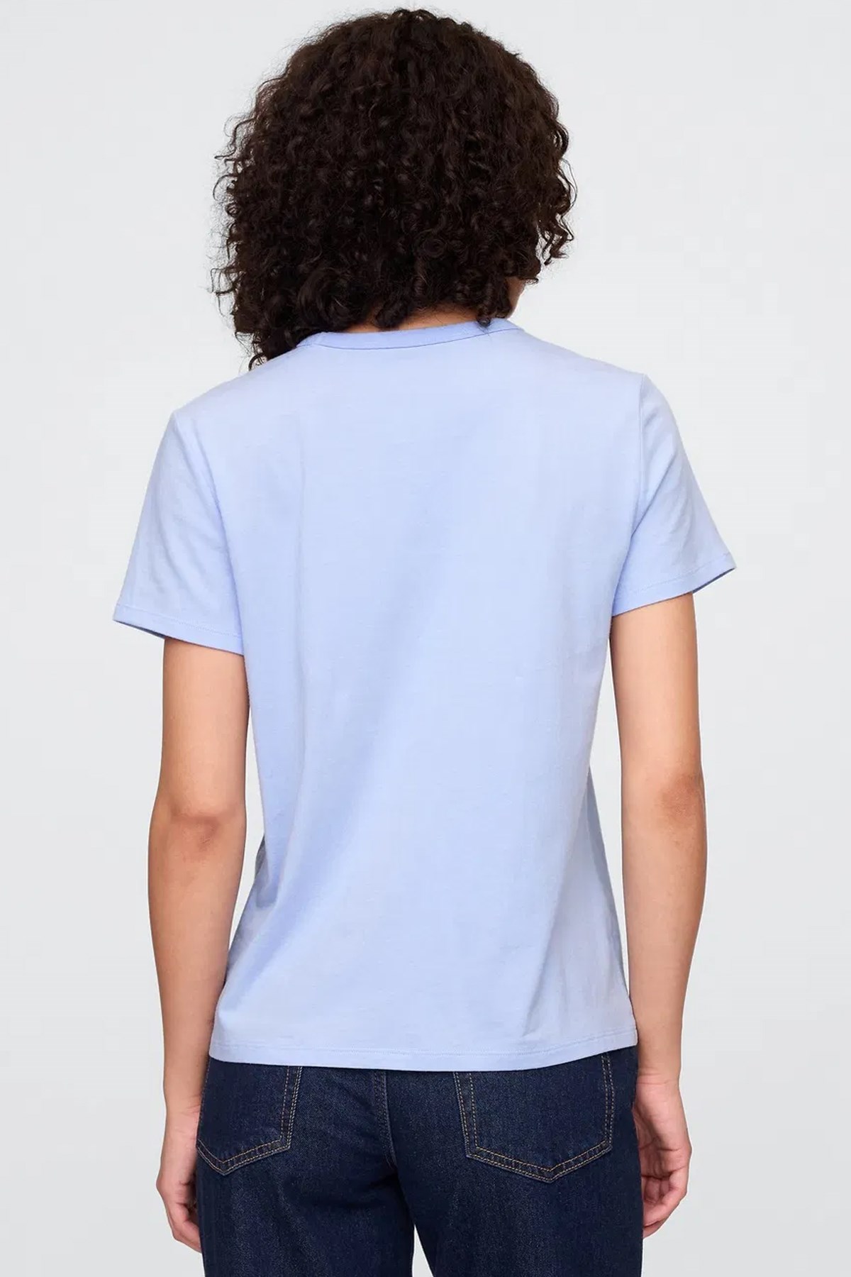 Gap V-SS Fav Crew Solid Kadın Tişört Mavi