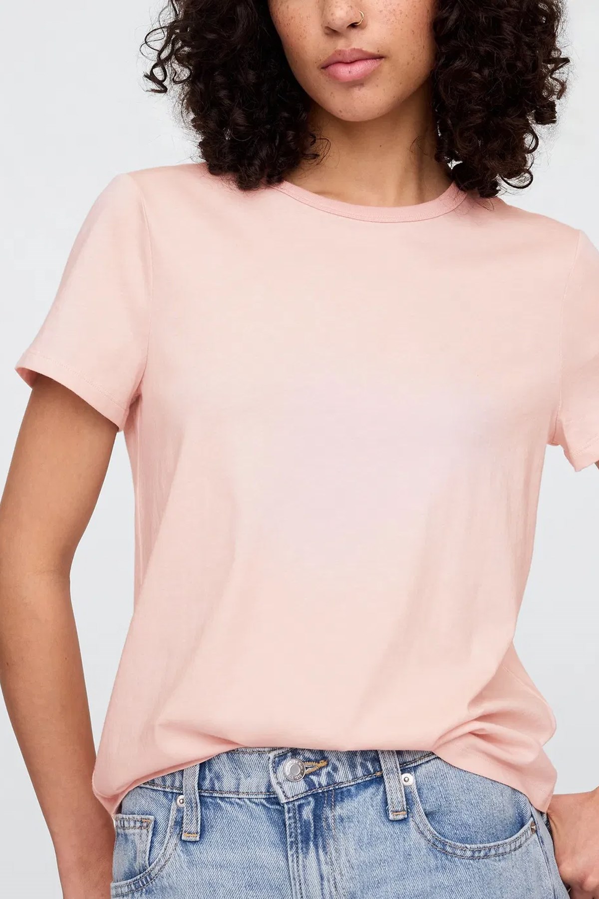 Gap V-SS Fav Crew Solid Kadın Tişört Pembe