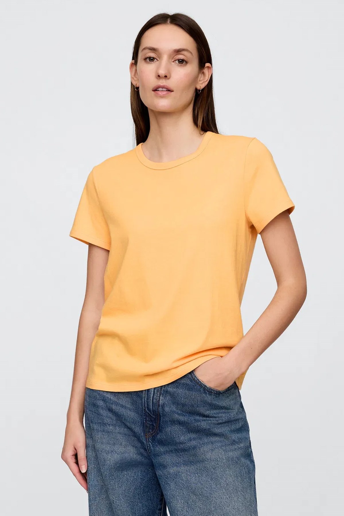 Gap V-SS Fav Crew Solid Kadın Tişört Turuncu