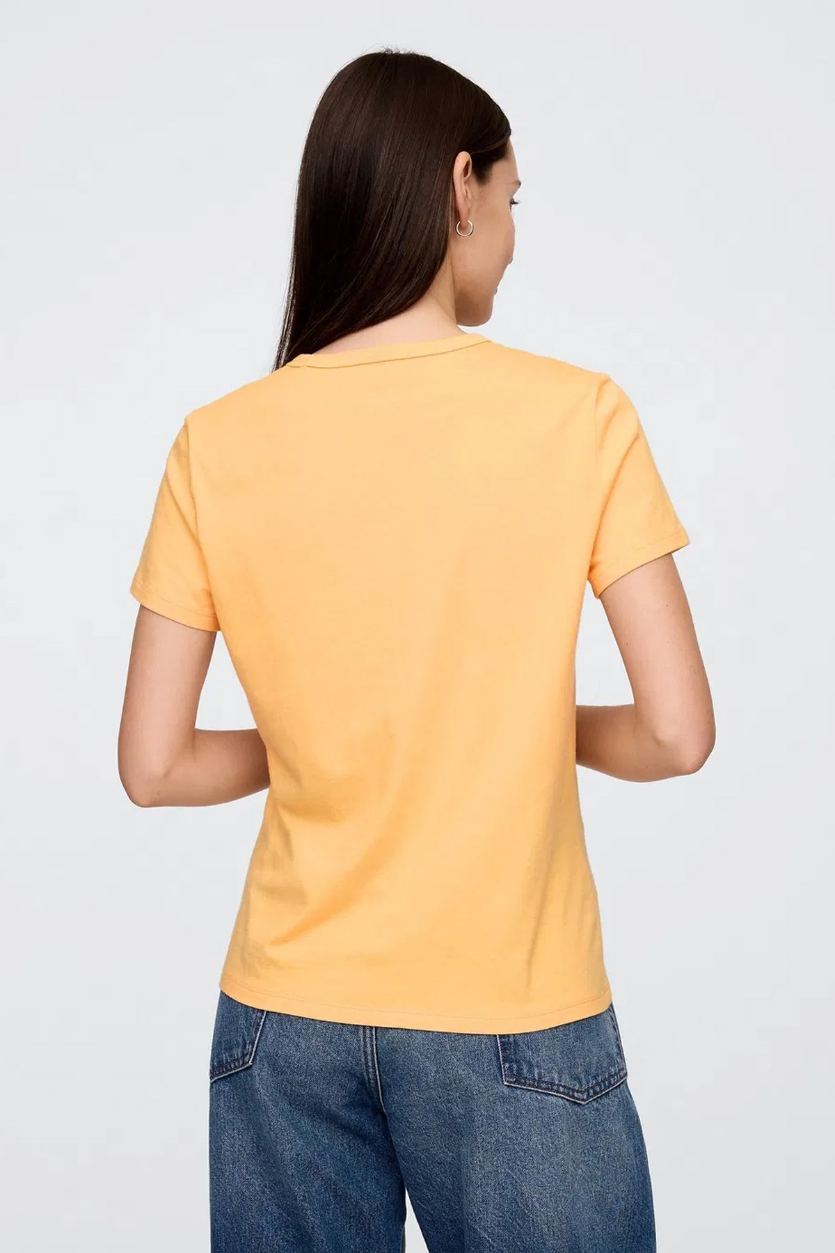 Gap V-SS Fav Crew Solid Kadın Tişört Turuncu