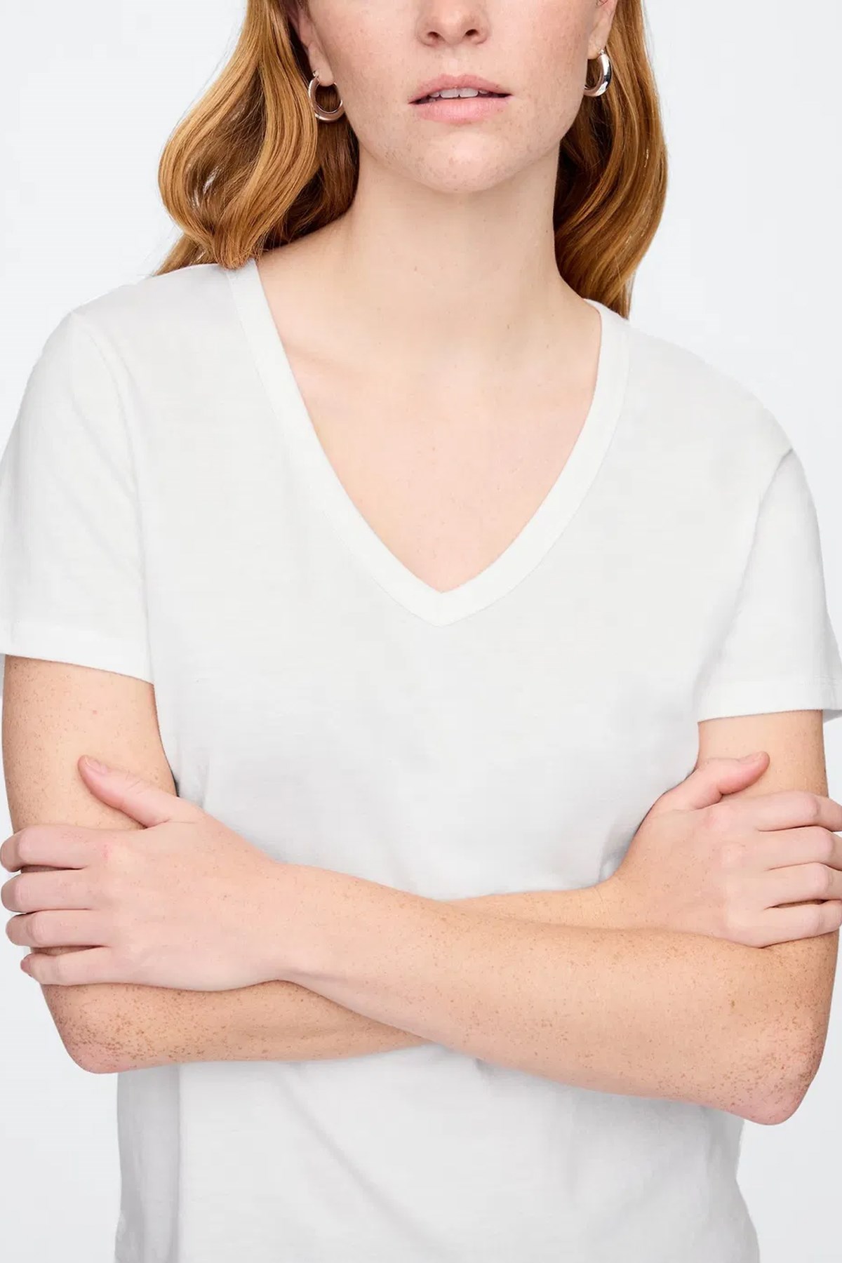 Gap V-SS Fav V Solid Kadın Tişört Beyaz