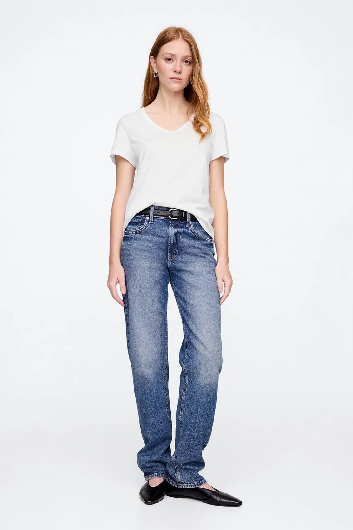 Gap V-SS Fav V Solid Kadın Tişört Beyaz