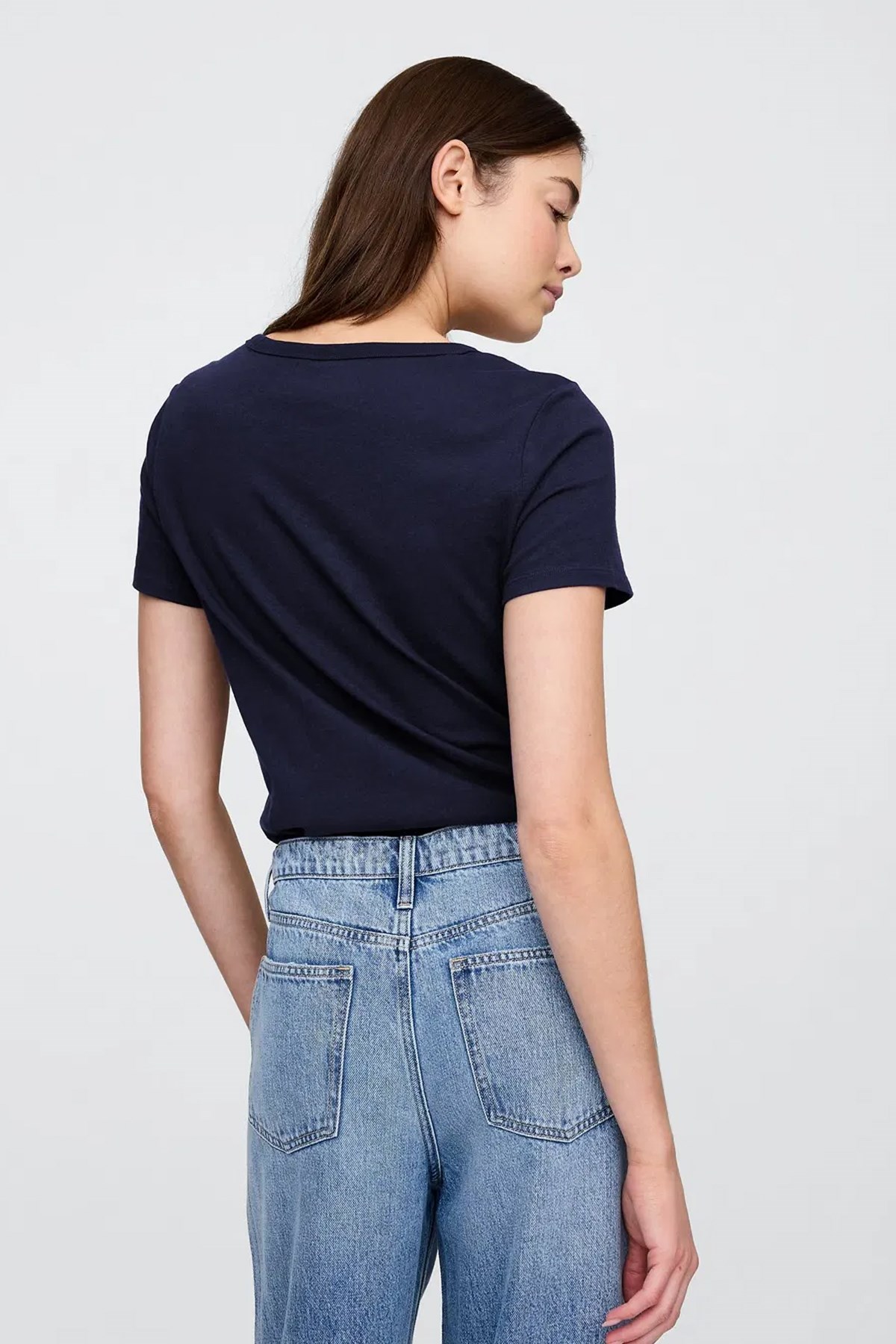 Gap V-SS Fav V Solid Kadın Tişört Lacivert