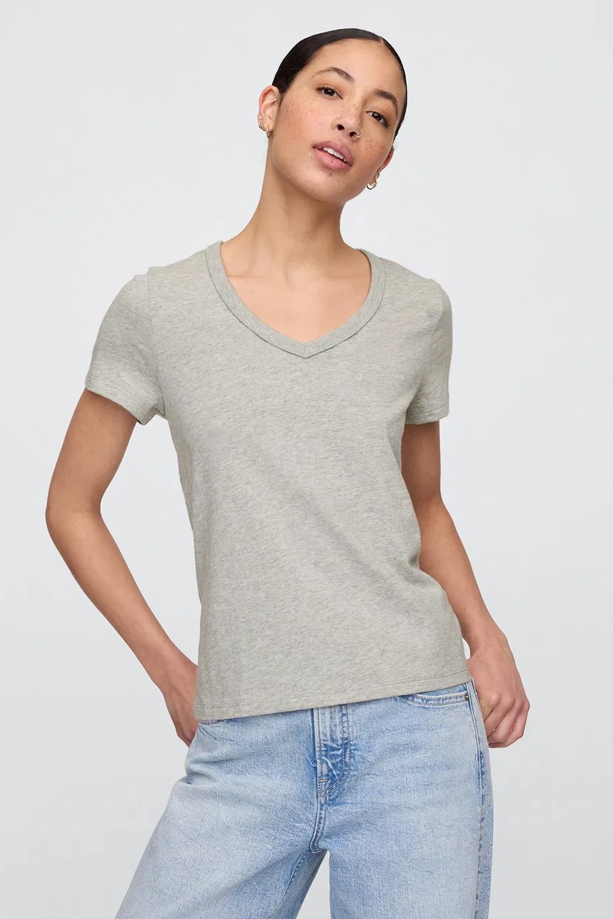 Gap V-SS Fav V Solid Kadın Tişört Çok Renkli